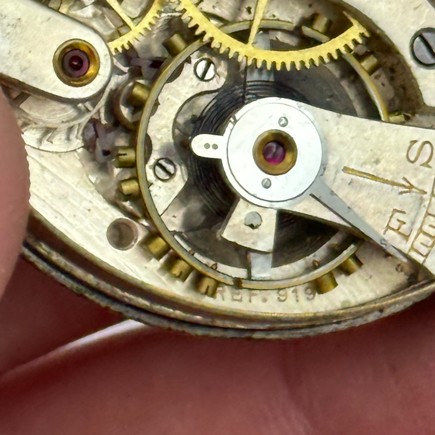 43mm Cyma Ref 919 Tavannes 15 Jewels Open Face Swiss Pocket Watch Movement PARTS