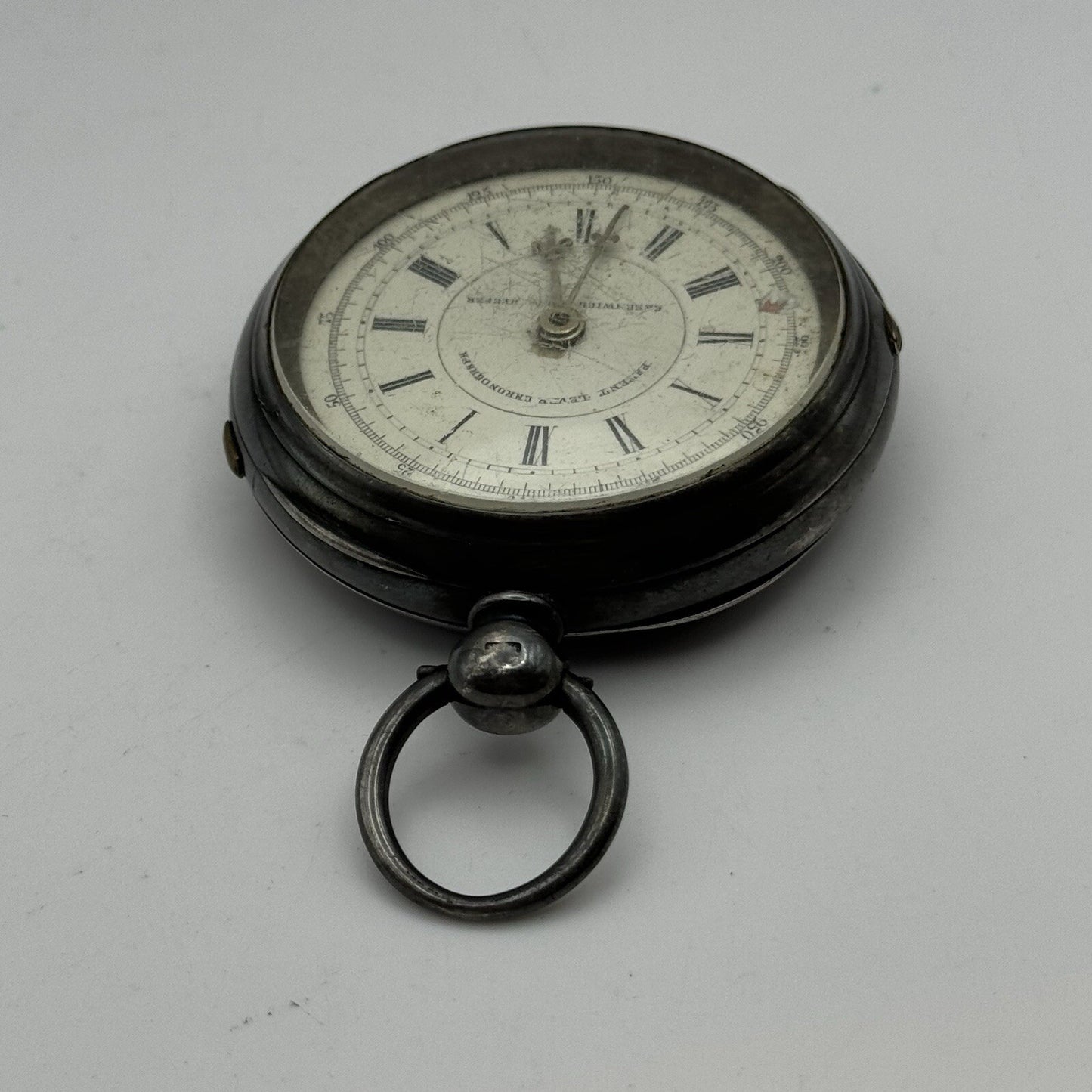 60mm Sterling Silver Patent Lever Chronograph Greenwich Time Keeper TO RESTORE