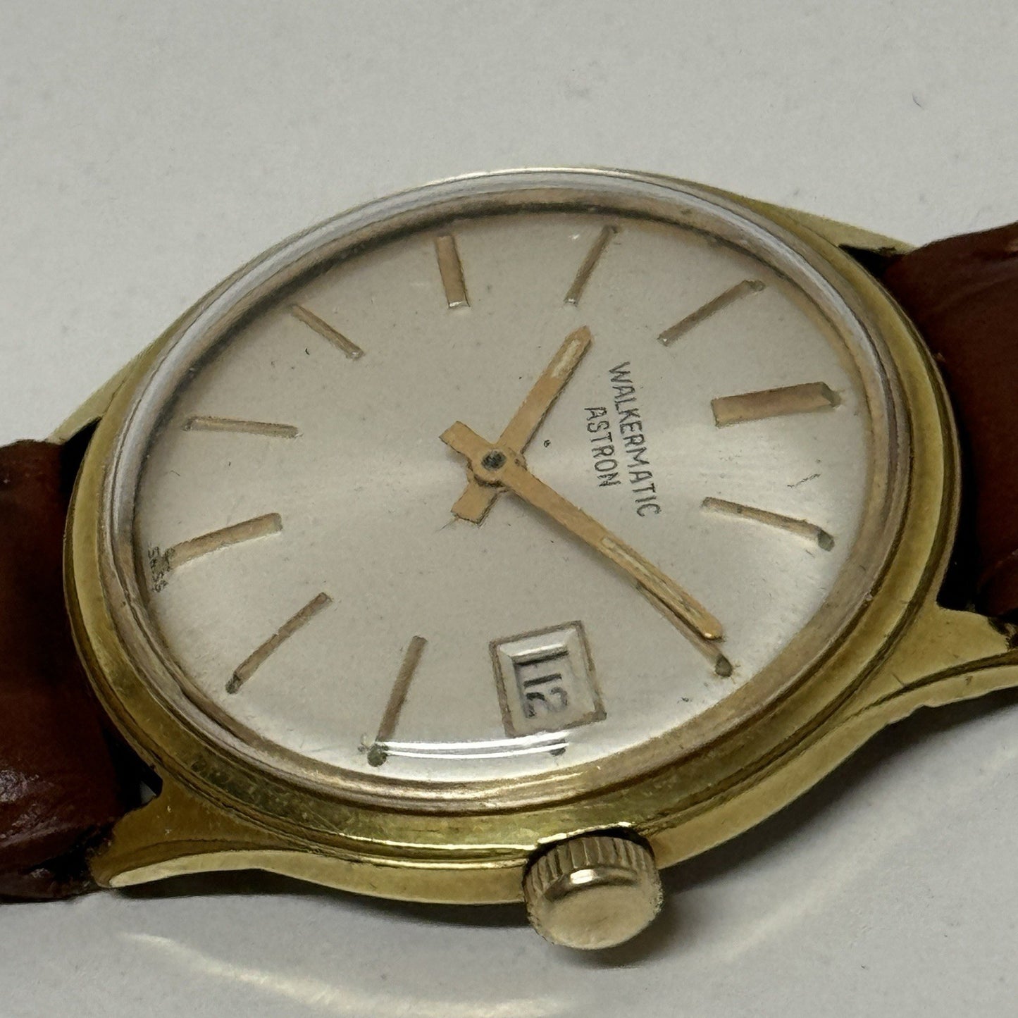 34mm Mens Walkermatic Astron ETA 2472 Automatic Vintage Watch Running To Service