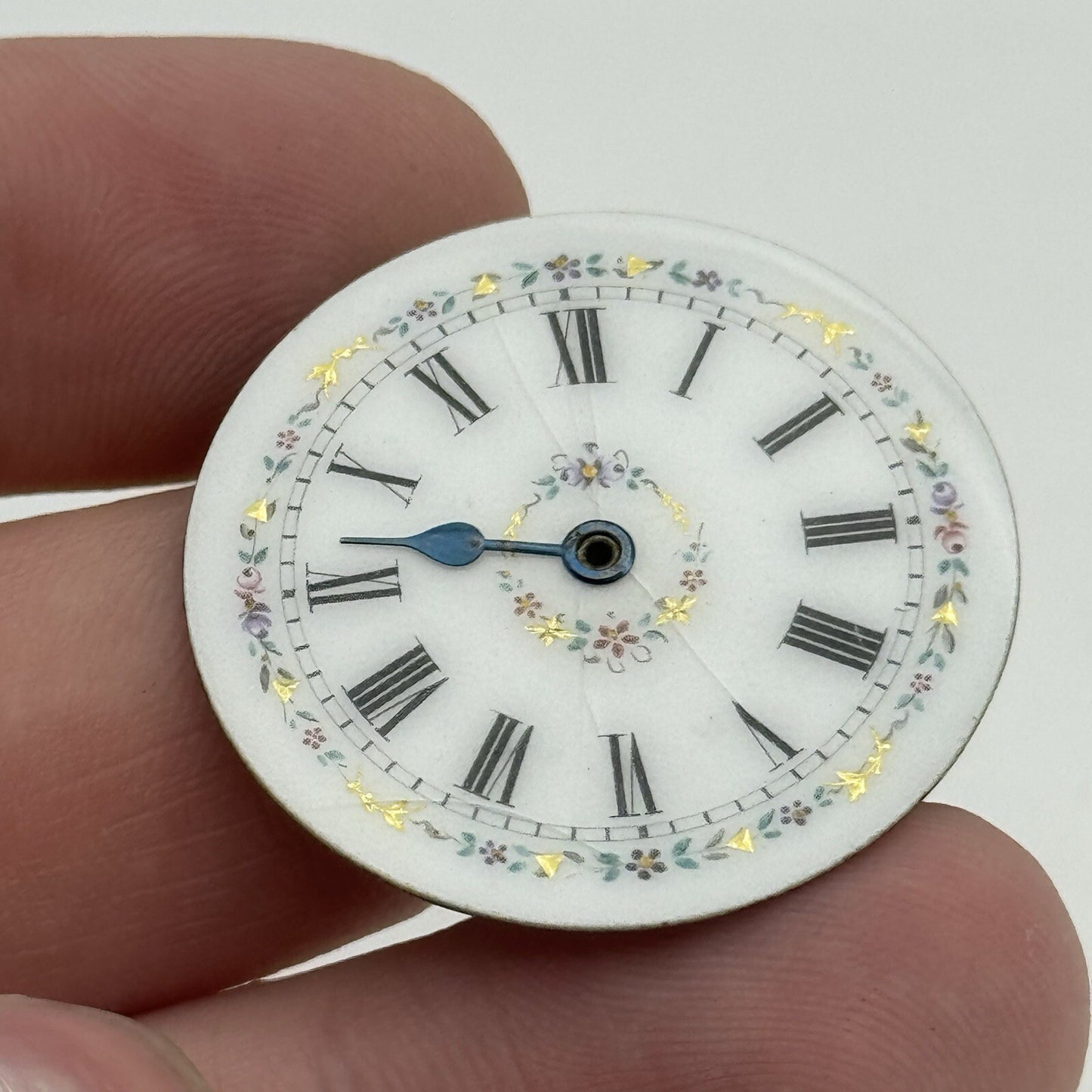31.4mm Antique Beautiful Porcelain Patterned Pocket Watch Dial Spares Parts