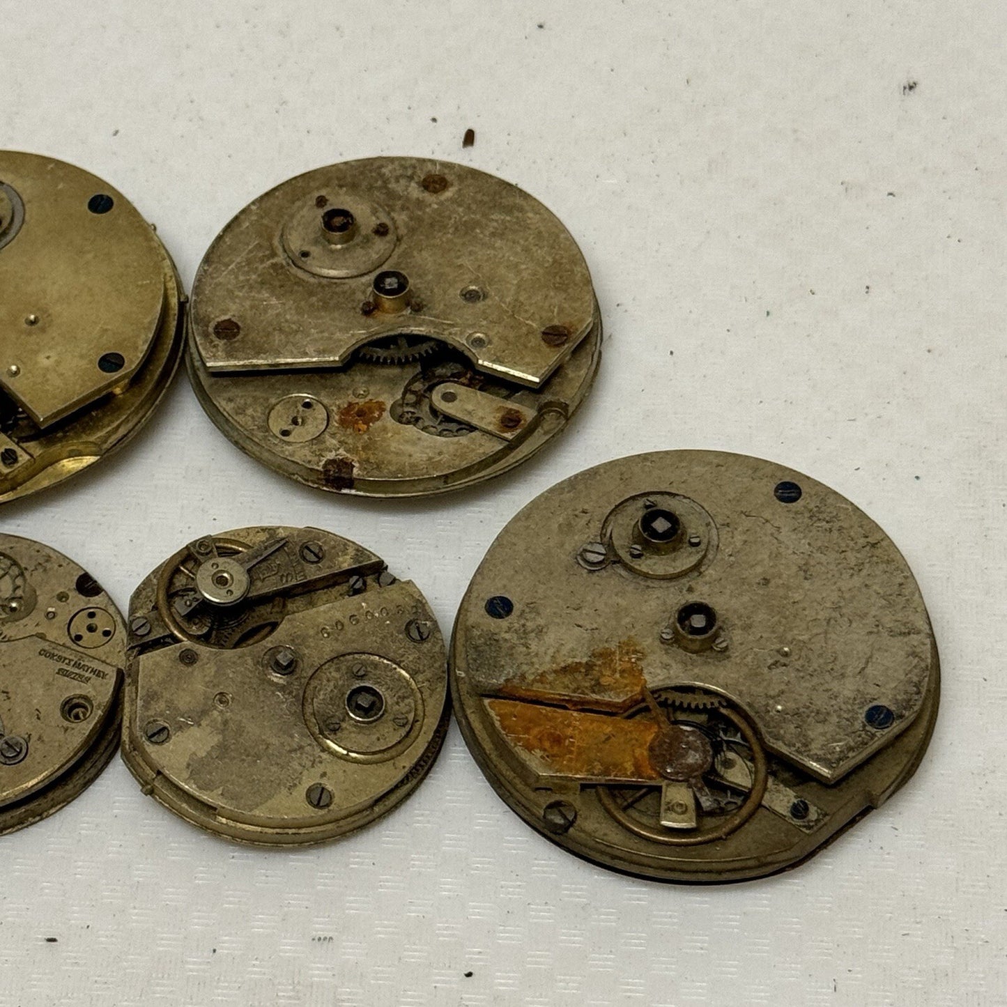 5 X Antique Key Wound Pocket Watch Movements Parts Repair Watchmakers Job Lot