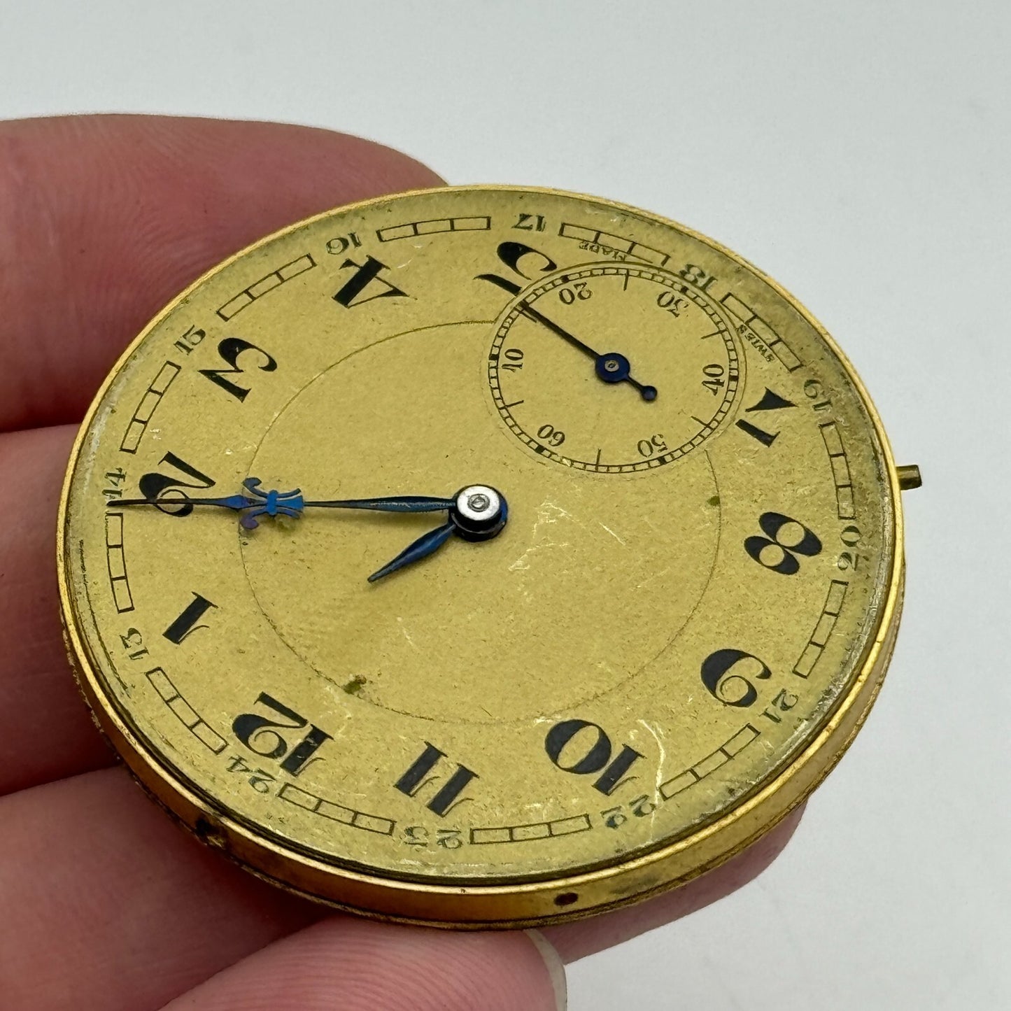 42.9mm Unidentified Open Face Sub Seconds Swiss Pocket Watch Movement PARTS