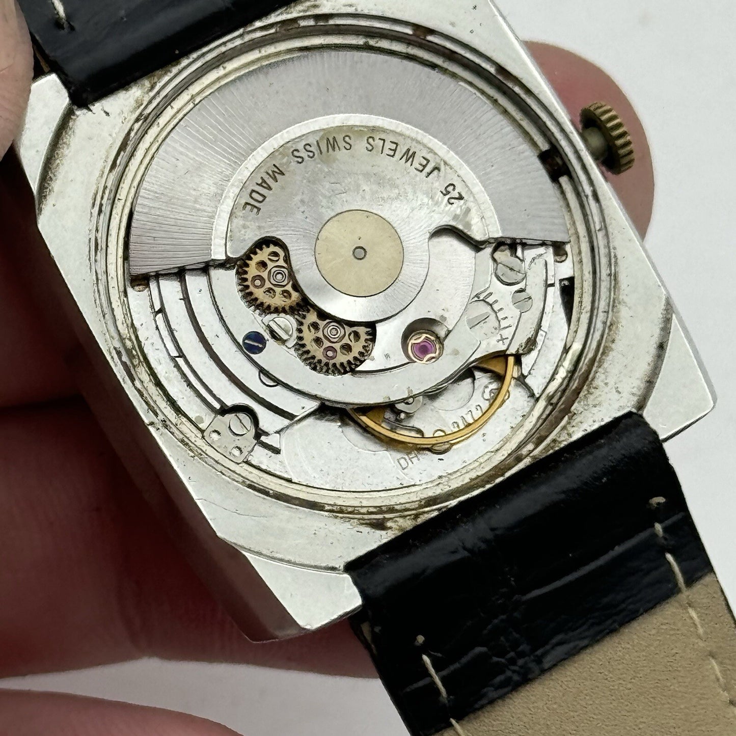 32mm Mens Avia Matic Automatic Sweep Seconds Square Watch FOR PARTS TO RESTORE