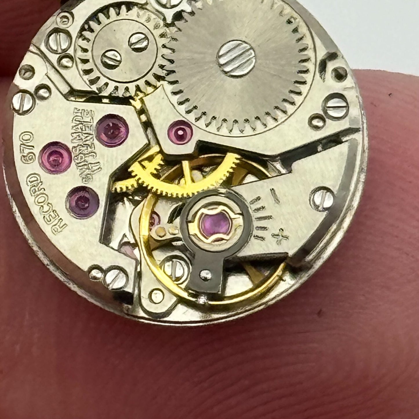 15.5mm Running Record De Luxe Cal 670 Manual Wind Swiss Watch Movement PARTS