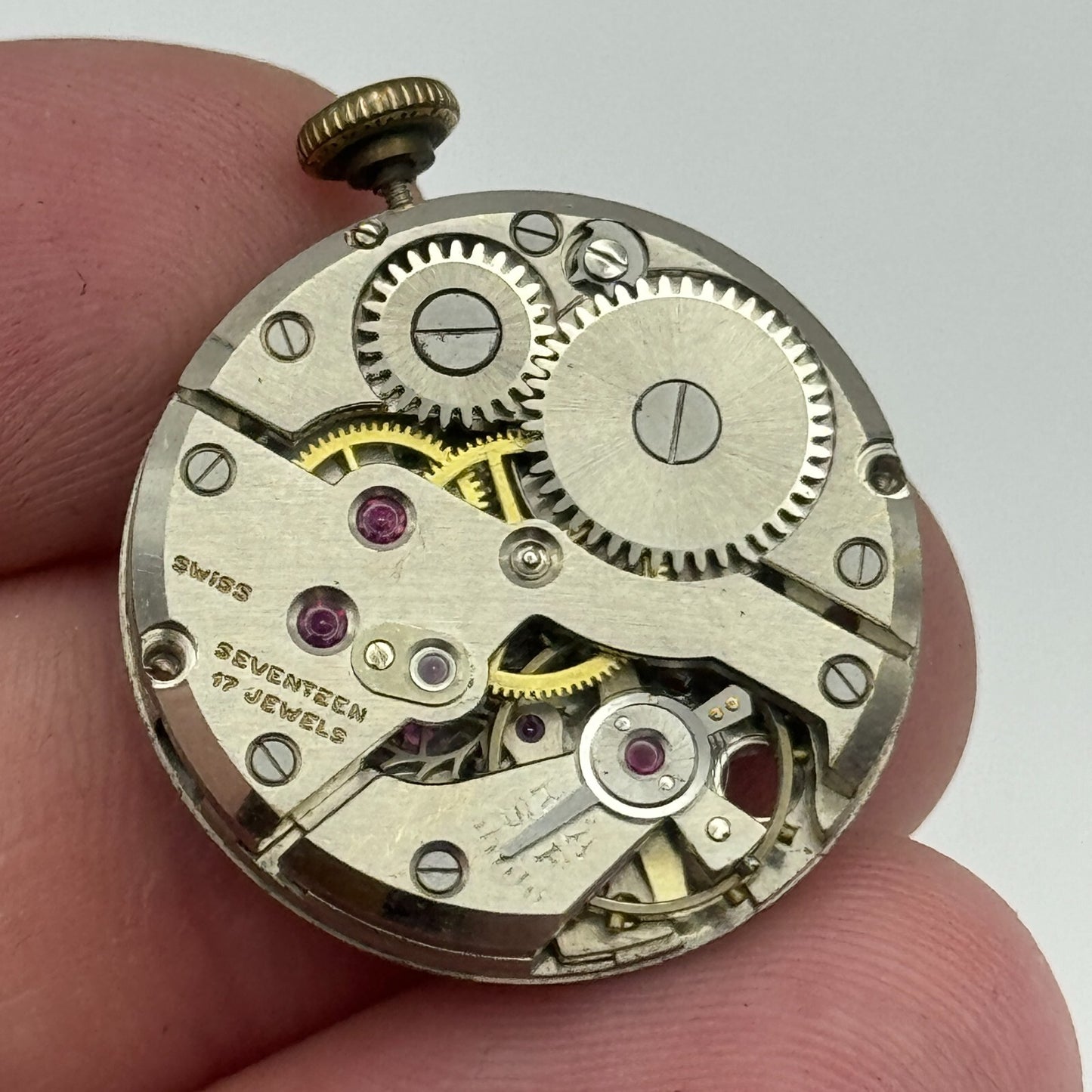 23.7mm Enicar A-R 412 Swiss Balance Ok Manual Wind Watch Movement Vintage PARTS