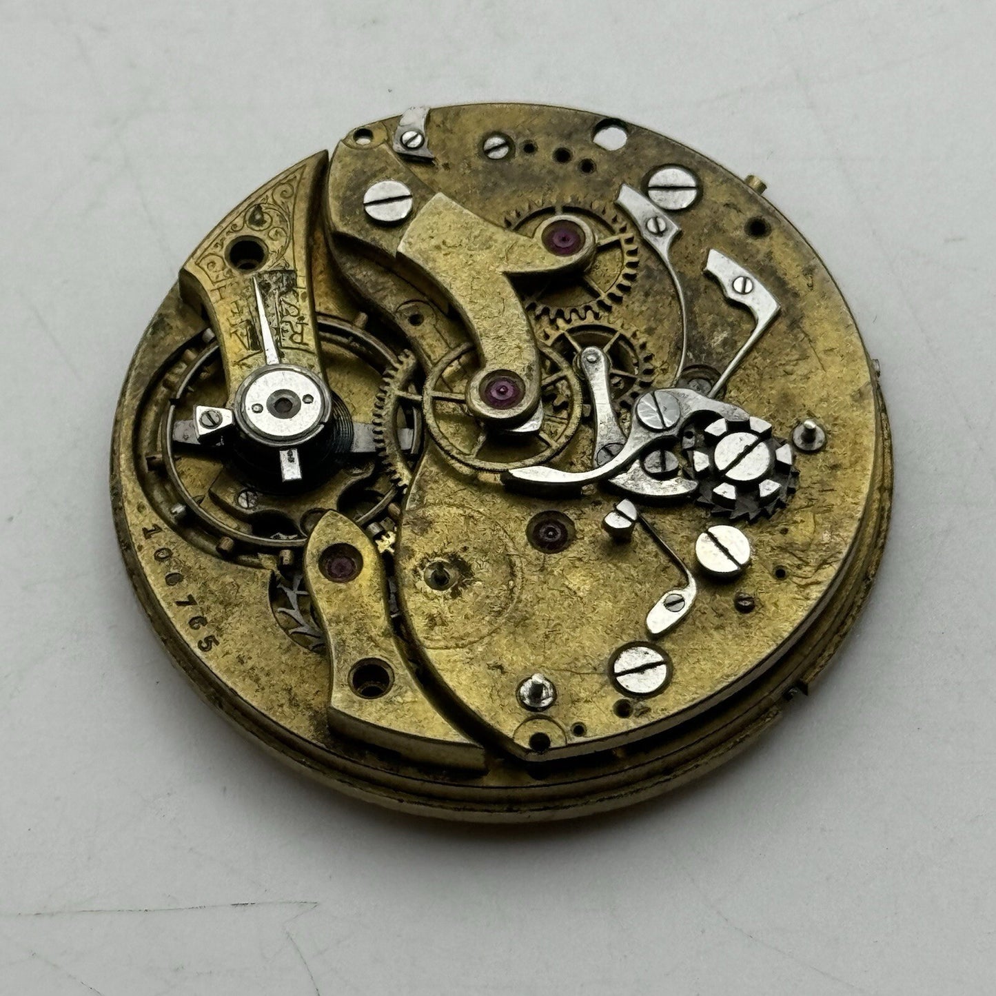 42.9mm Unidentified Chronograph Pocket Watch Movement FOR PARTS Restoration