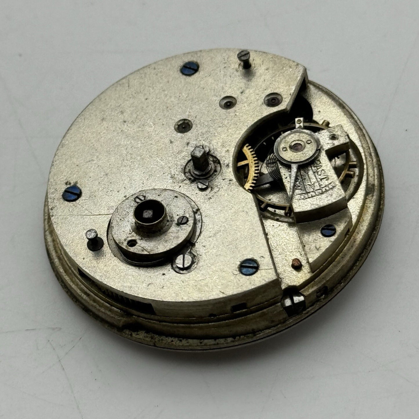 45.8mm Manual Wind Unidentified Pocket Watch Movement Dial Hands FOR PARTS