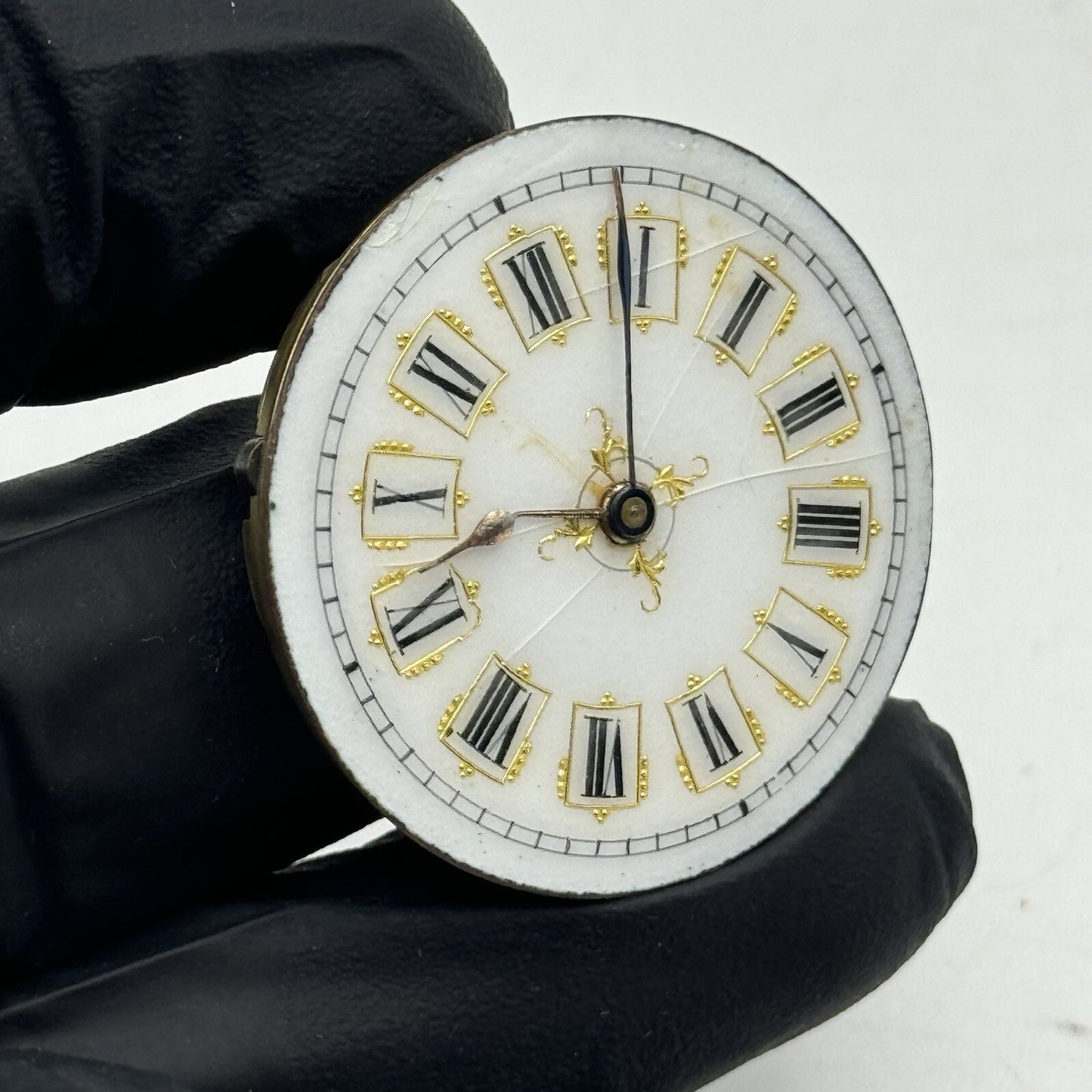 34.4mm Beautiful Patterned Dial Cylinder Pocket Watch Movement FOR PARTS