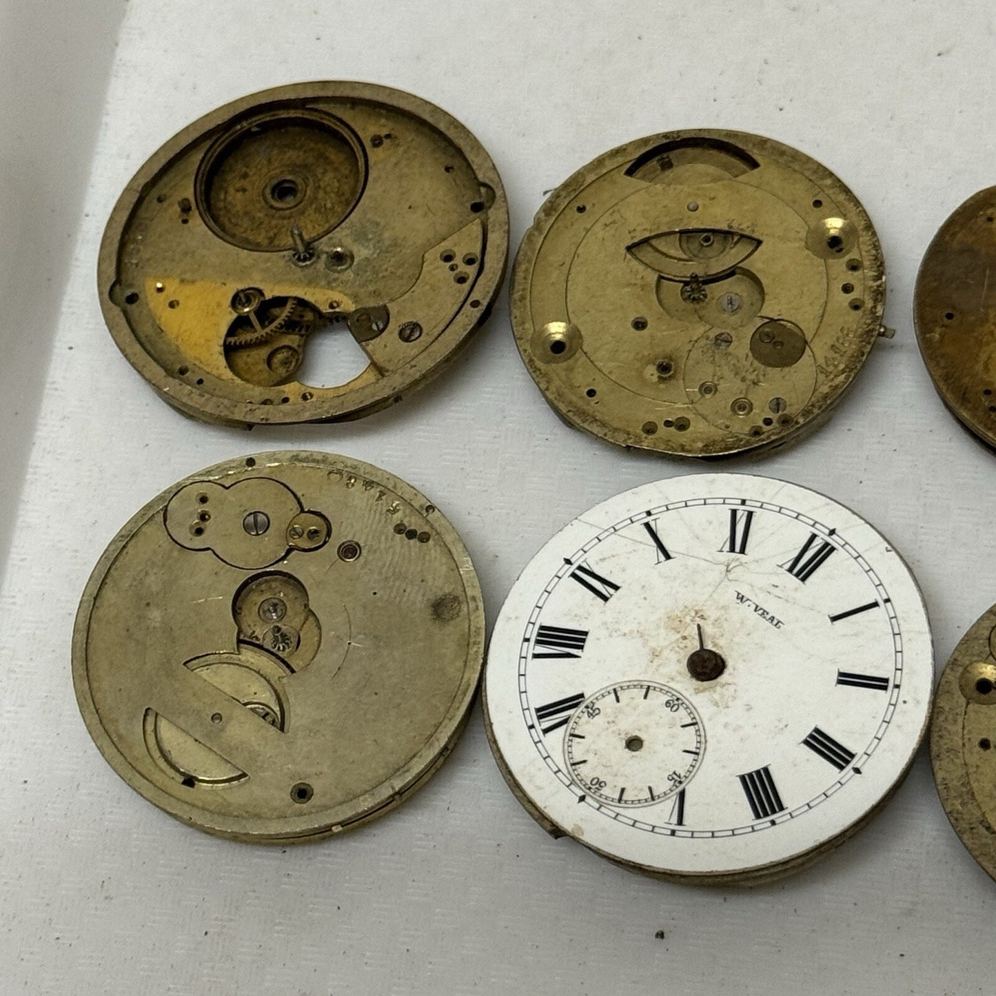 6 X Antique Key Wound Pocket Watch Movements Parts Repair Watchmakers Job Lot