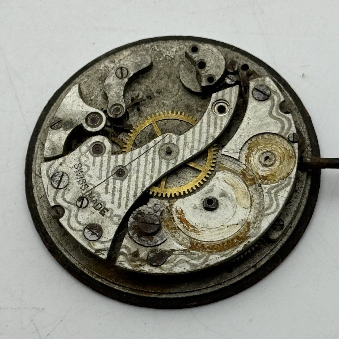 42.5mm Interesting Swiss Top Wind Pocket Watch Movement Dial FOR PARTS
