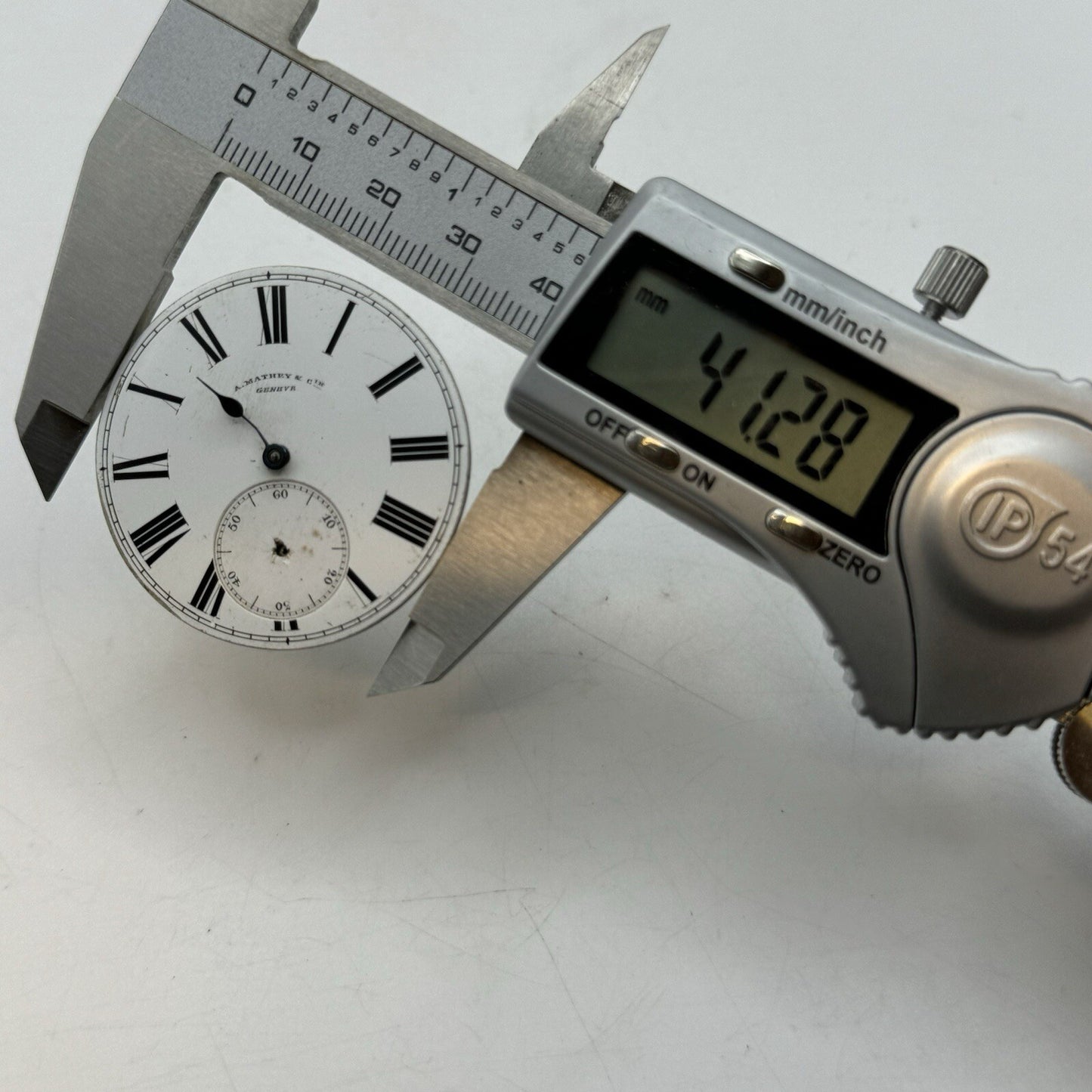 41mm A Mathey & Cie Geneve Pocket Watch Movement Dial FOR PARTS Restoration
