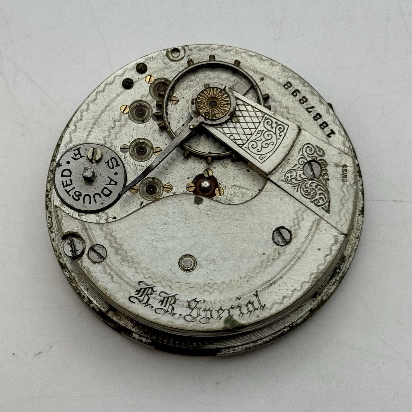 45.7mm Veritoff "Fake" Railroad Special Pocket Watch Movement FOR PARTS