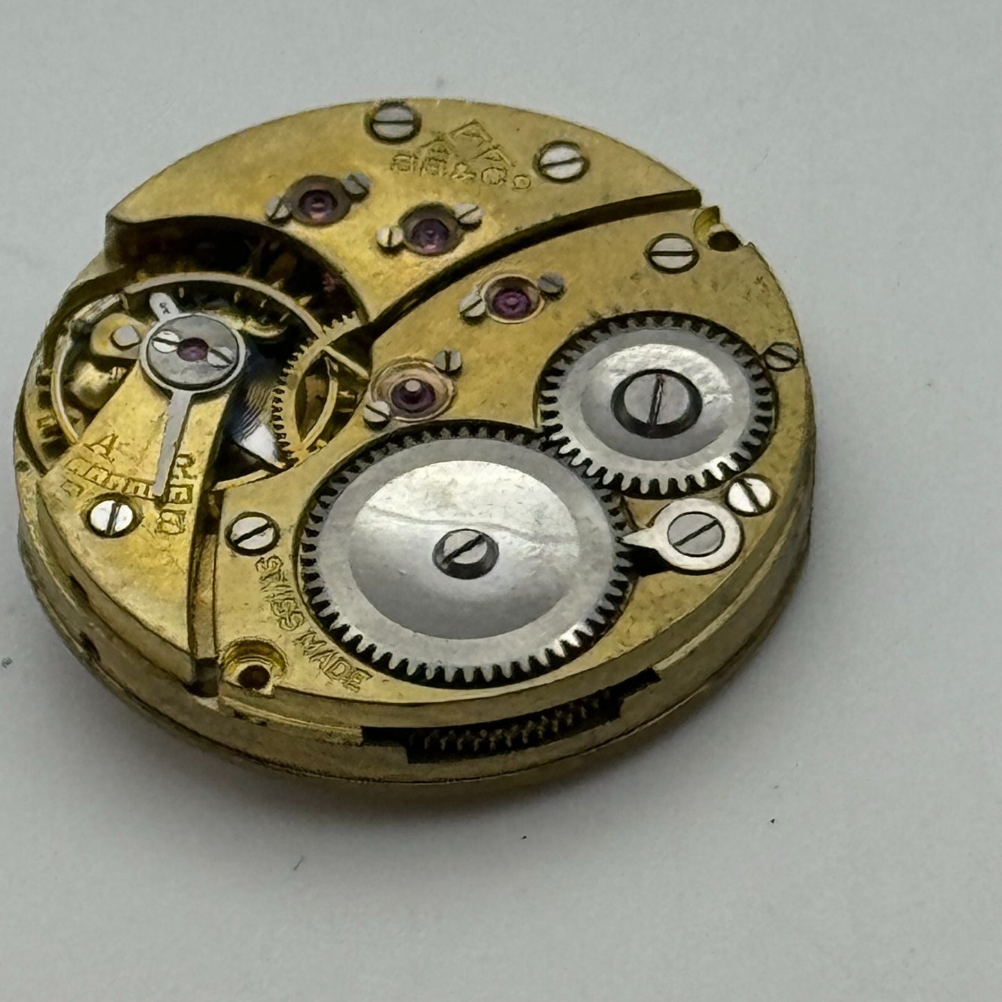 23.6mm Stauffer SS & Co Trench Watch Movement Balance Ok Manual Wind Swiss PARTS