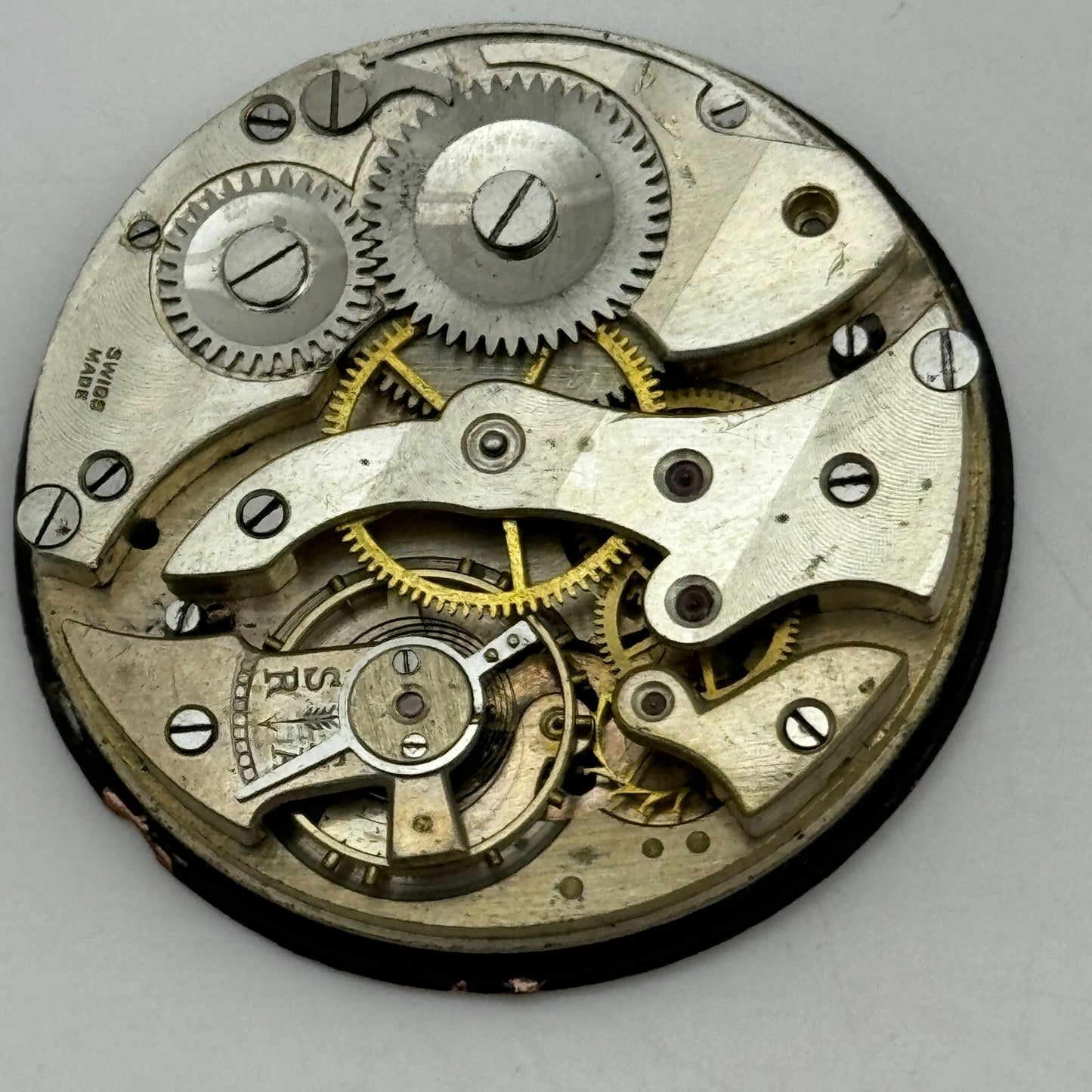 42.5mm Vintage Swiss Open Face Balance Intact Pocket Watch Movement PARTS SPARES