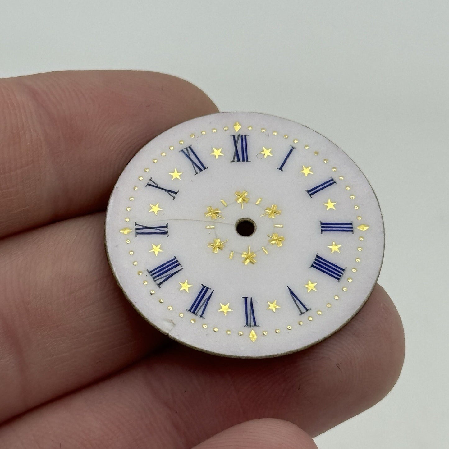 30.9mm Antique Beautiful Porcelain Patterned Pocket Watch Dial Spares Parts