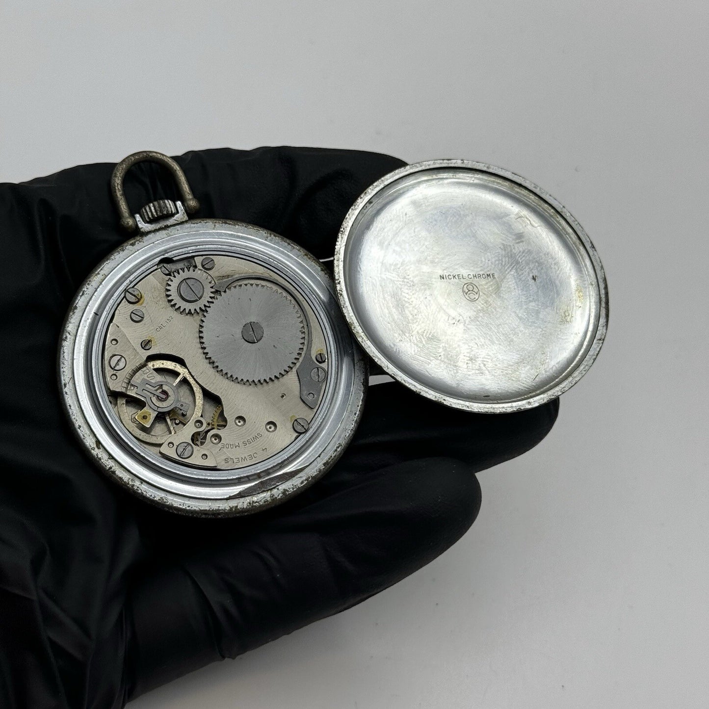 50mm Art Deco Novoris Cal 132 Black Dial + Sub Dial Roman Numerals Parts Repair