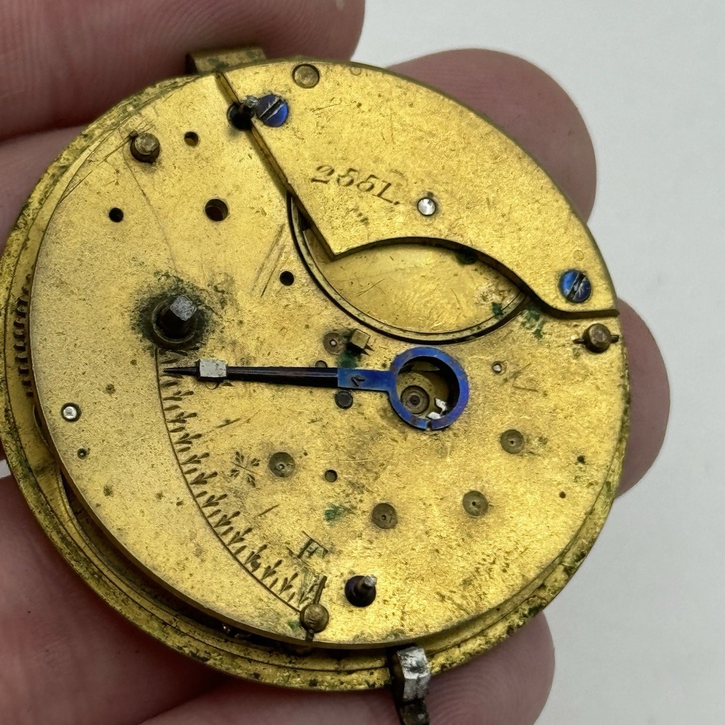 44.8mm Antique Unidentified English Fusee Pocket Watch Movement - PARTS REPAIR