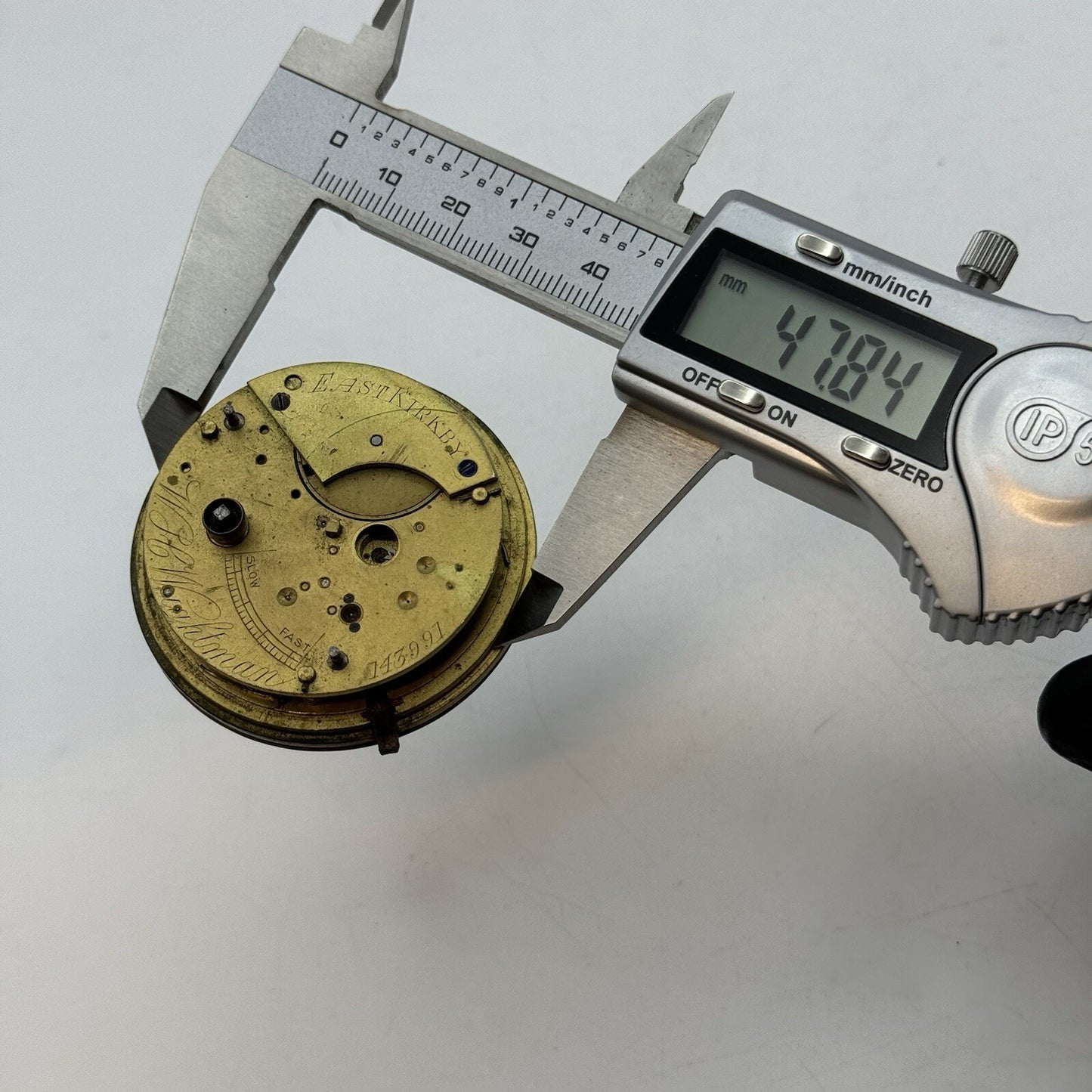 50mm W H Wightman East Kirkby-Notts Large Fusee Pocket Watch Movement FOR PARTS