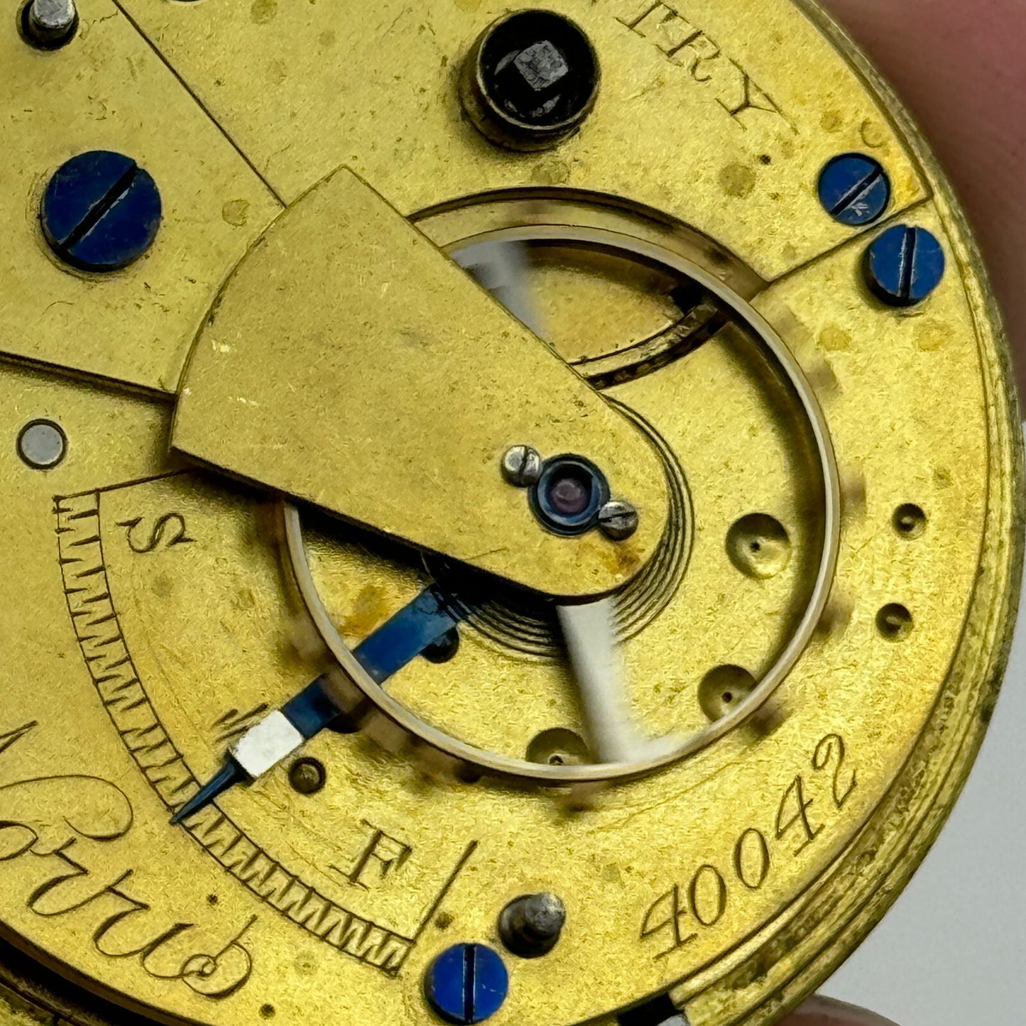 44.6mm Antique H J Norris Coventry Balance Intact Pocket Watch Movement PARTS