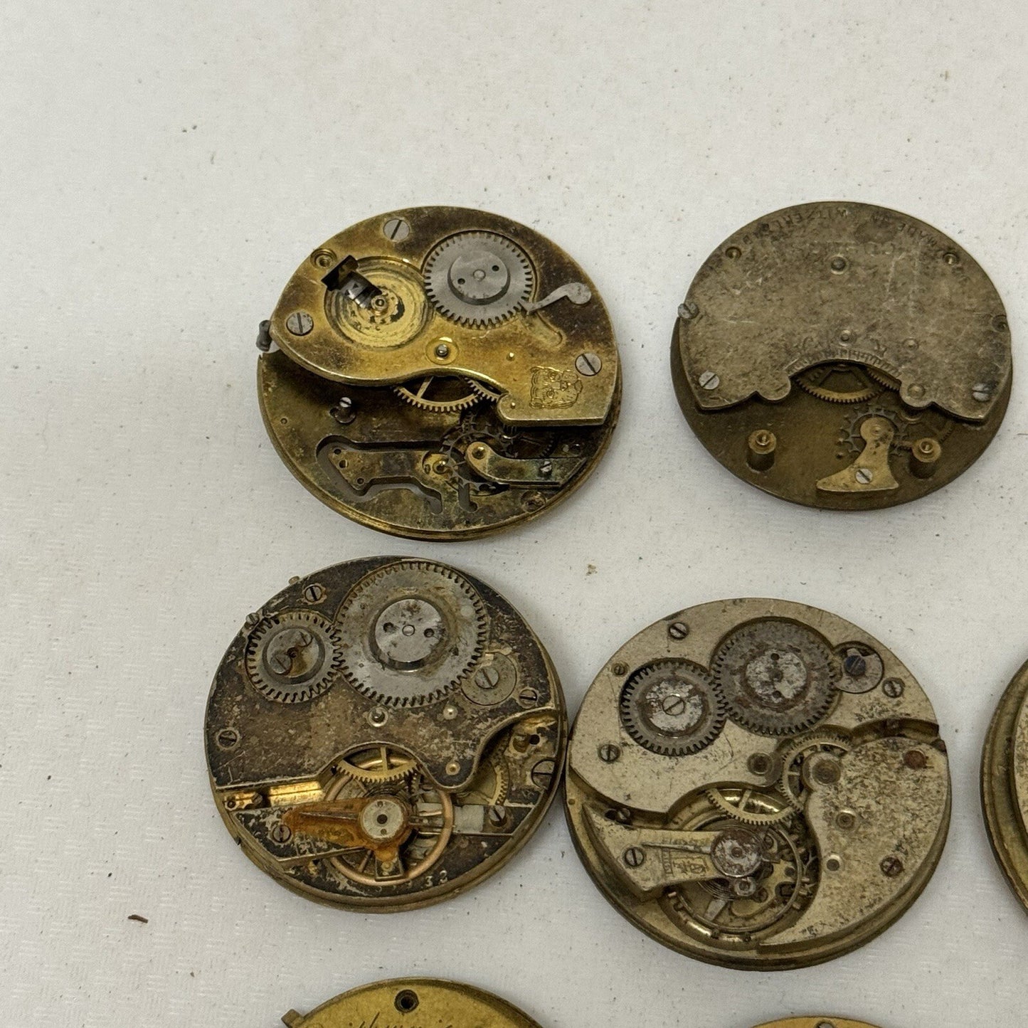 9 x Antique Partial Pocket Watch Movements Parts Repair Watchmakers Job Lot