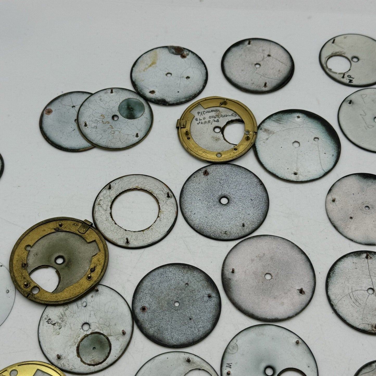 Large Job Lot Of 30- 40 X Pocket Watch Dials Only Spares / Repairs Watchmakers
