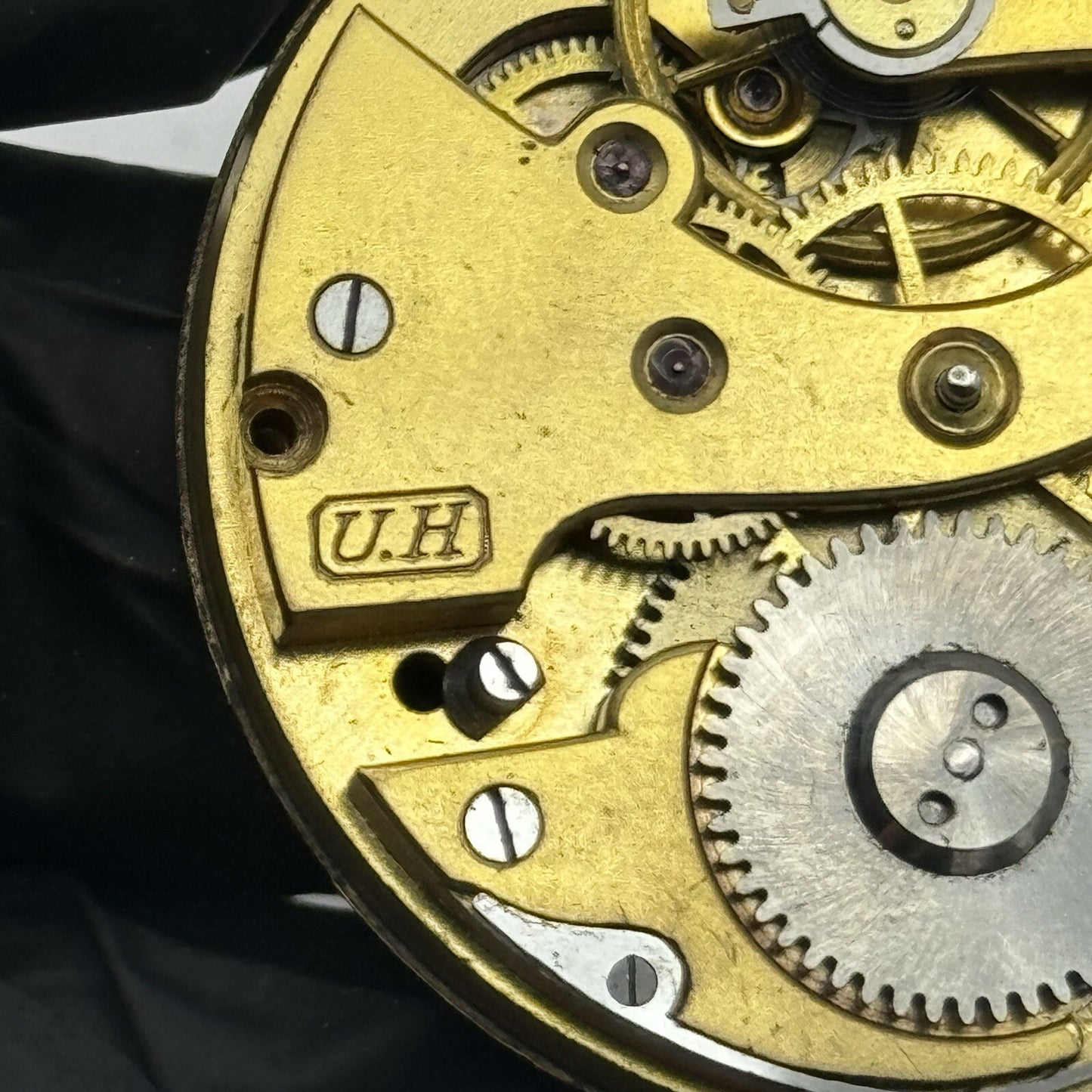 41.4mm Union Horlogere U H Pocket Watch Movement Dial FOR PARTS Restore