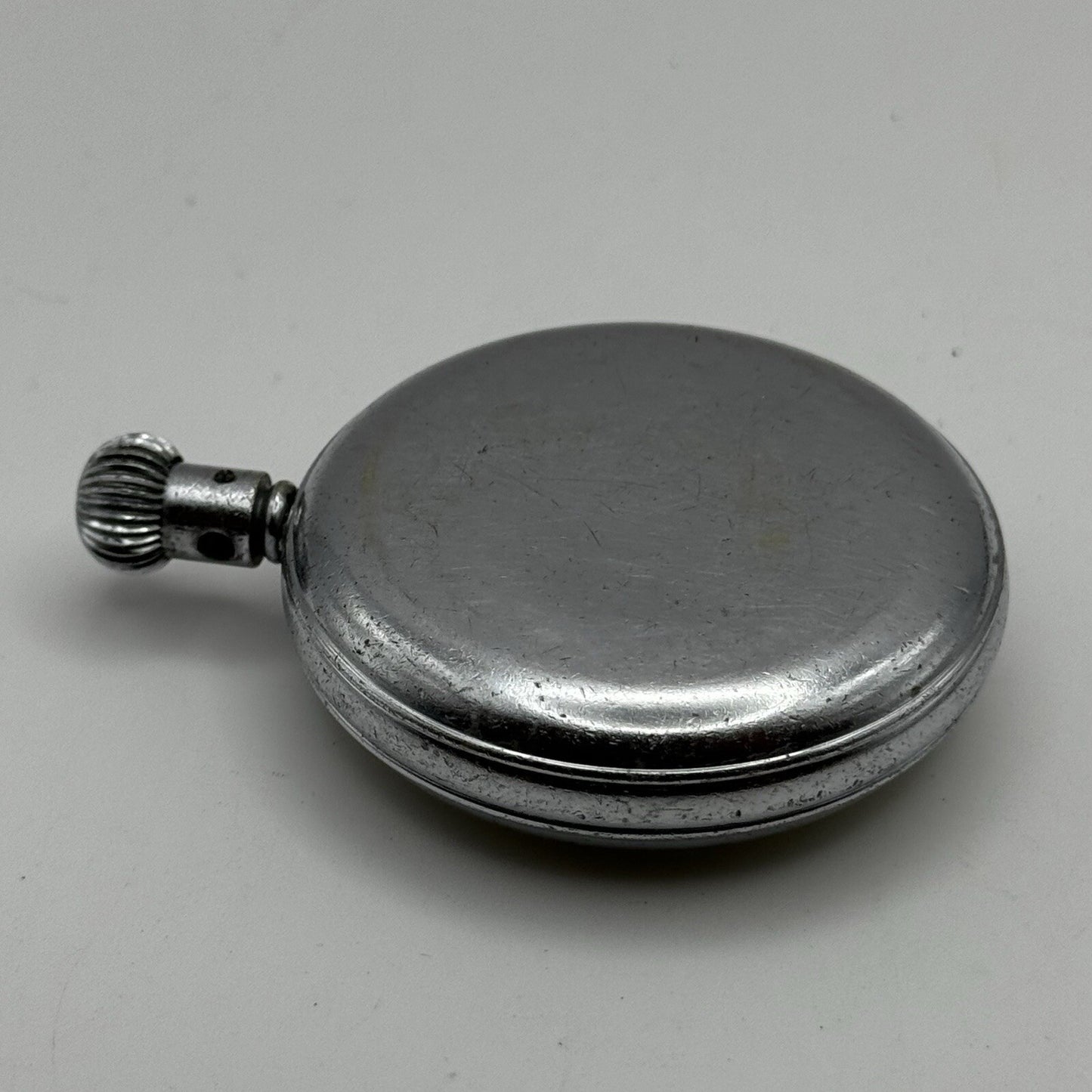 50mm Vintage Smiths Dennison Case SW43 Stop Watch Silver Tone For Parts / Repair