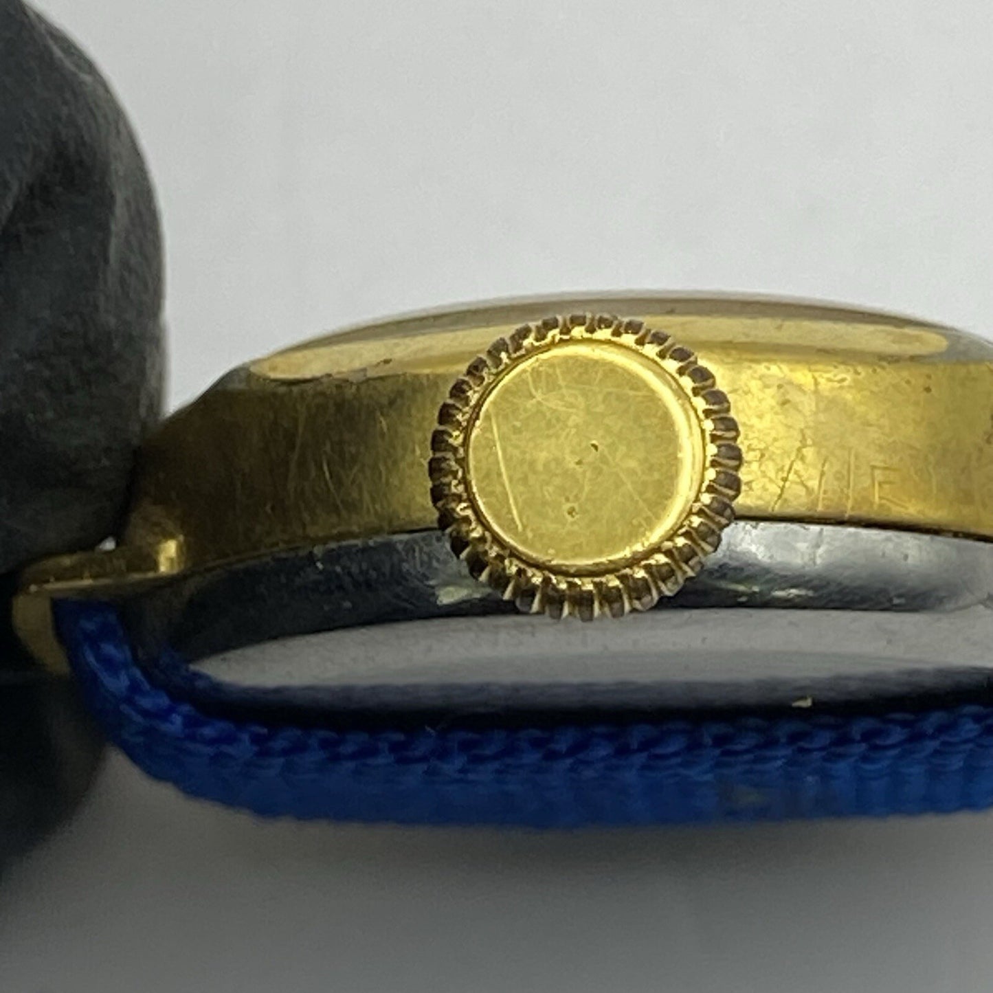 21mm Ladies Oris Cal 491 Gold Plated Blue Strap Swiss Watch FOR PARTS To Restore
