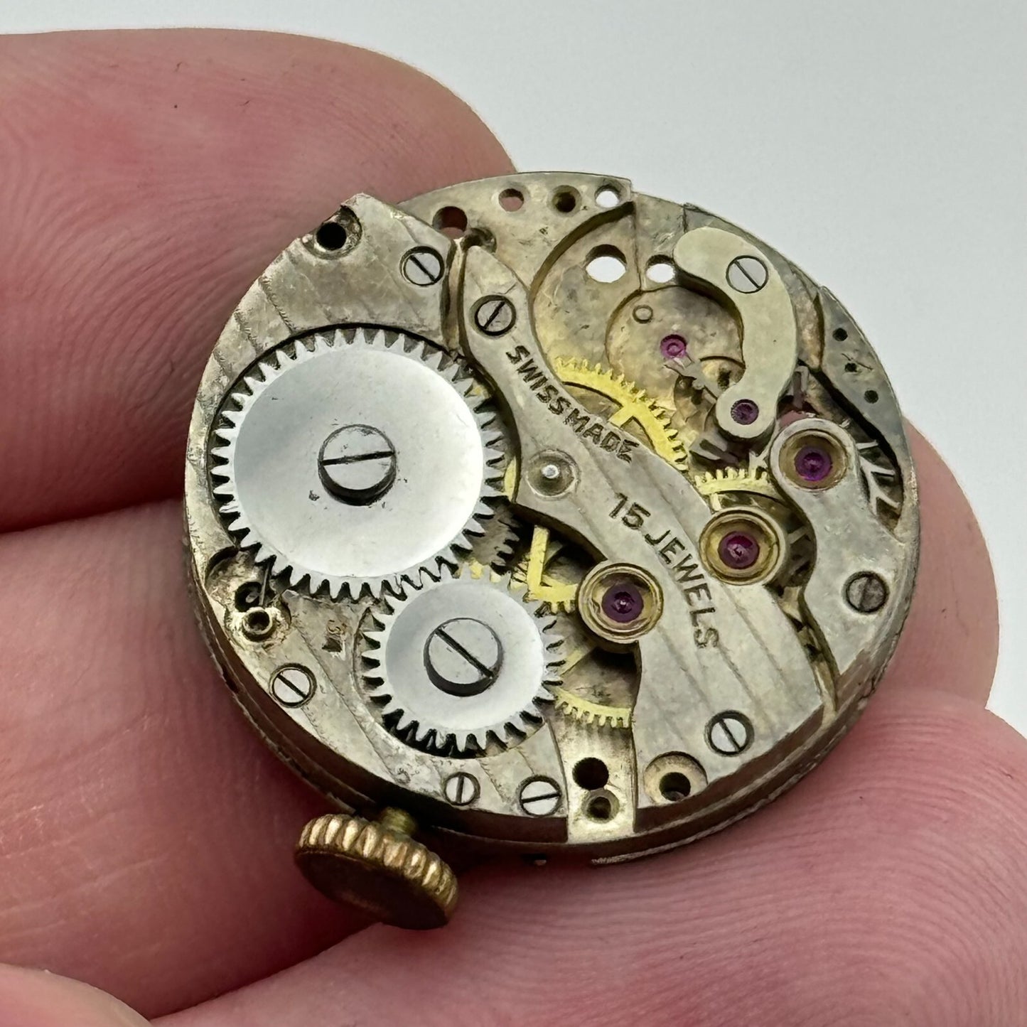 23.7mm Arogno Cal 34 Manual Wind Swiss 15 Jewels Watch Movement Vintage PARTS