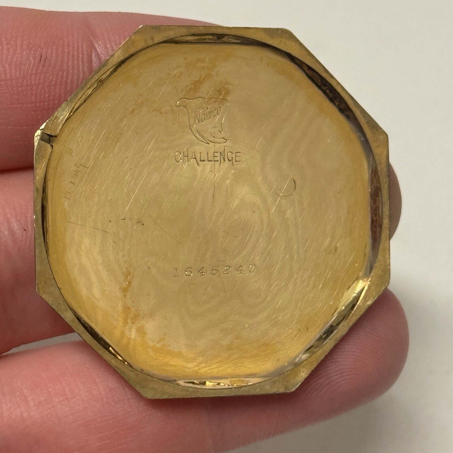 43mm WORKING Vintage Gold Filled York Octagonal Nawco Challenge Pocket Watch