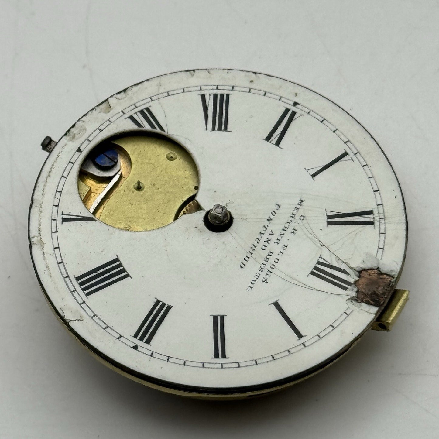 44.7mm C H Flooks Merthyr Bristol Pontypridd Pocket Watch Movement FOR PARTS
