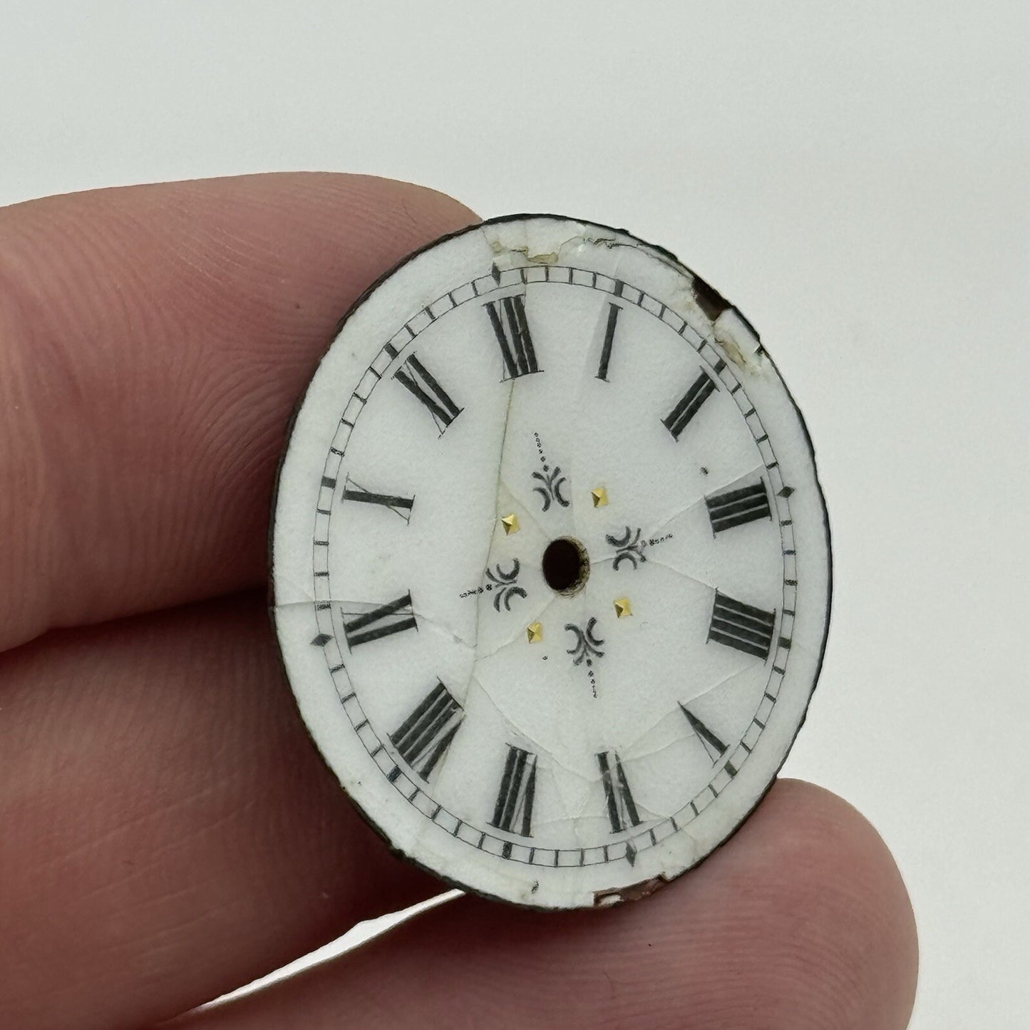 29.3mm Antique Beautiful Porcelain Patterned Pocket Watch Dial Spares Parts