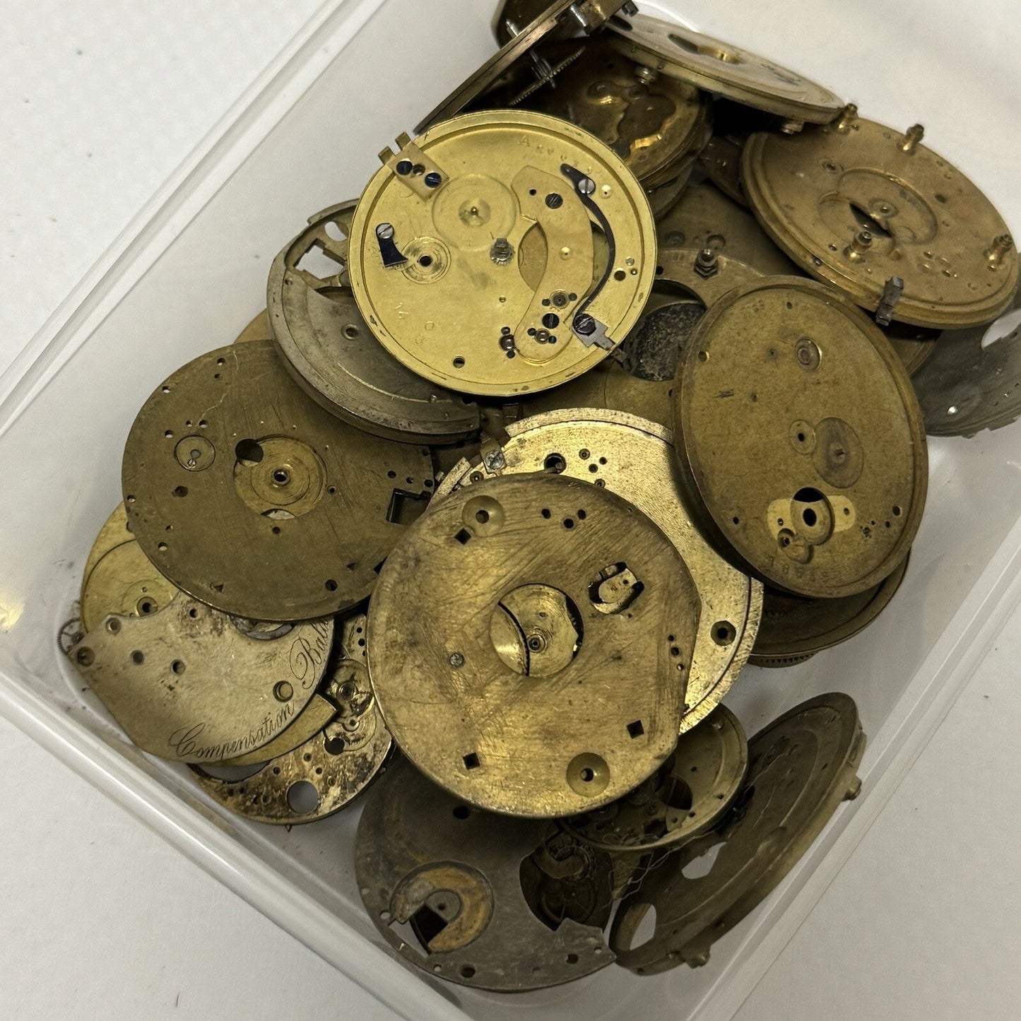590 Grams Mixed Partial Pocket Watch Movements Watchmakers Job Lot Spares Parts