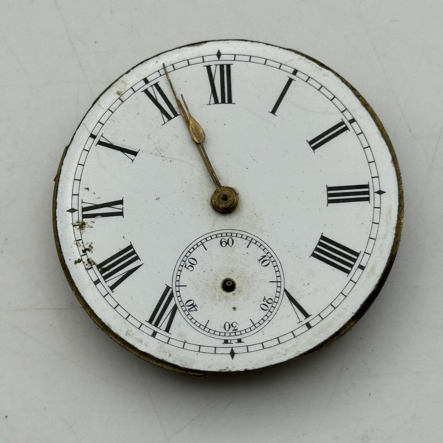 44.9mm Unidentified Pocket Watch Movement Roman Numerals Dial FOR PARTS