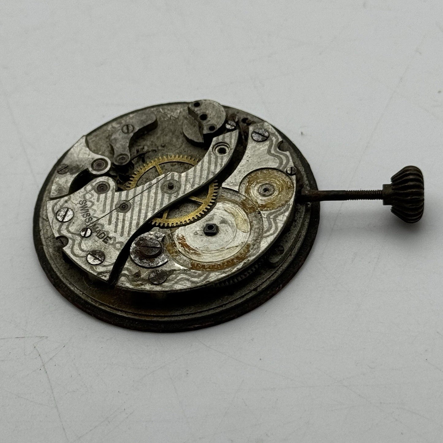42.5mm Interesting Swiss Top Wind Pocket Watch Movement Dial FOR PARTS