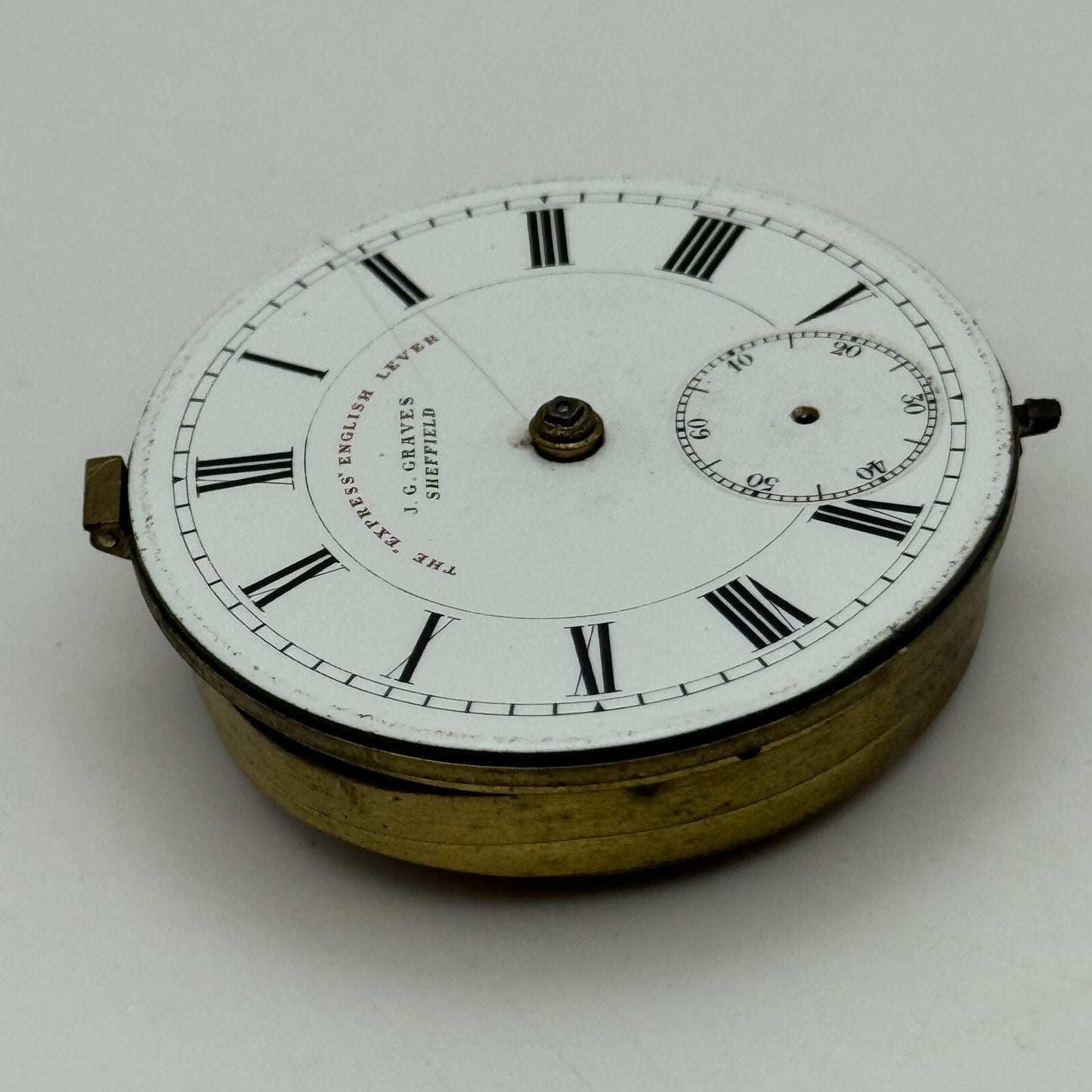 44.6mm Antique J G Graves Sheffield English Express Lever Pocket Watch Movement