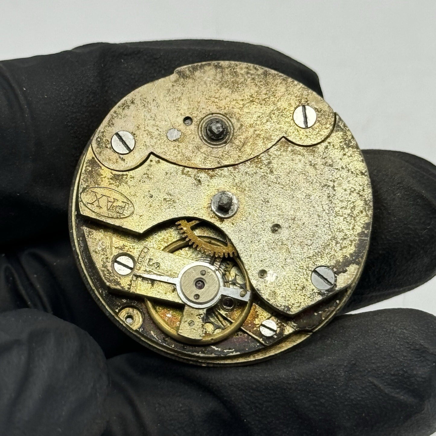 34.2mm PAX Beautiful Porcelain Dial Pocket Fob Watch Movement FOR PARTS Repair