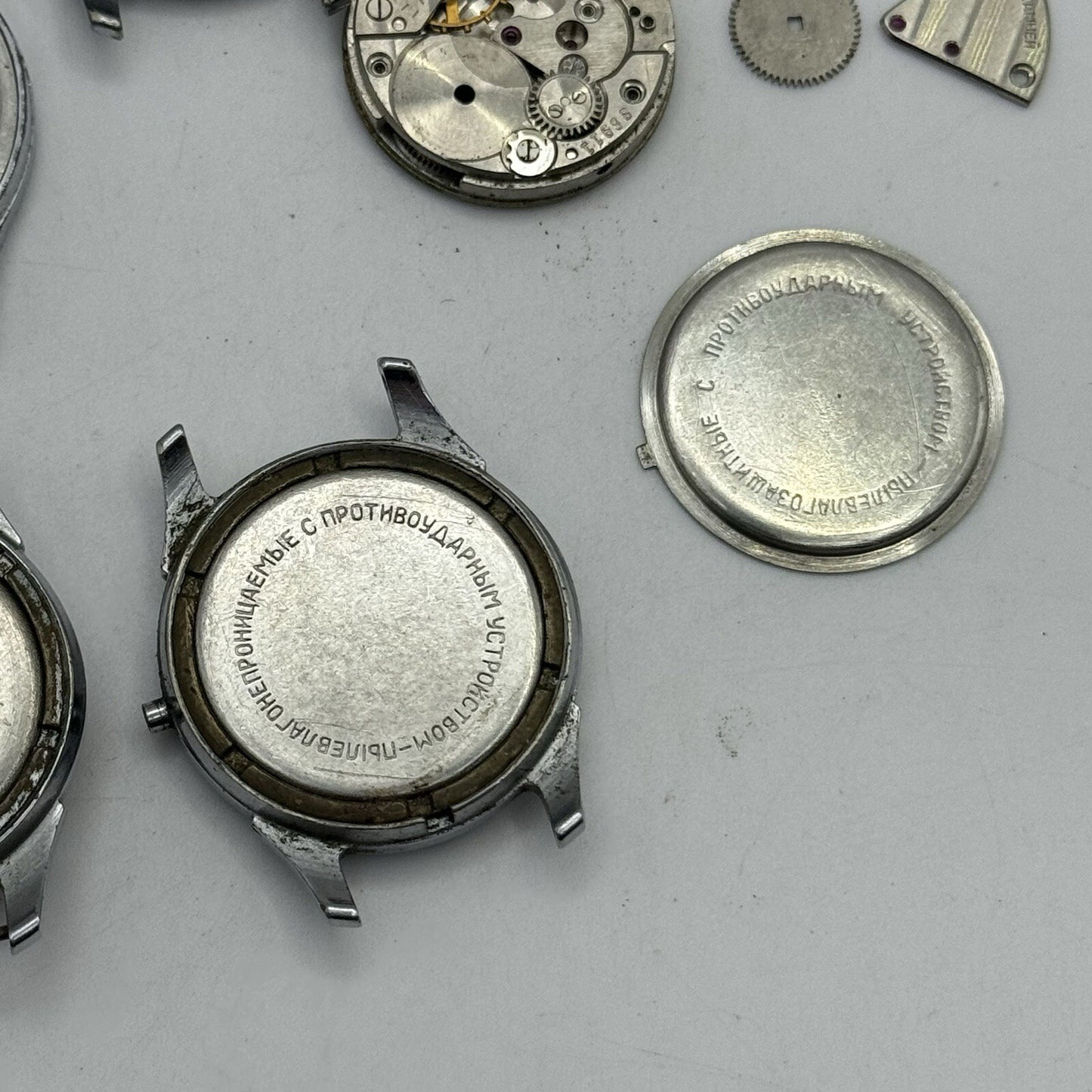 6 x Vintage Soviet Manual Wind Watch Heads For Parts Repair Job Lot Bundle