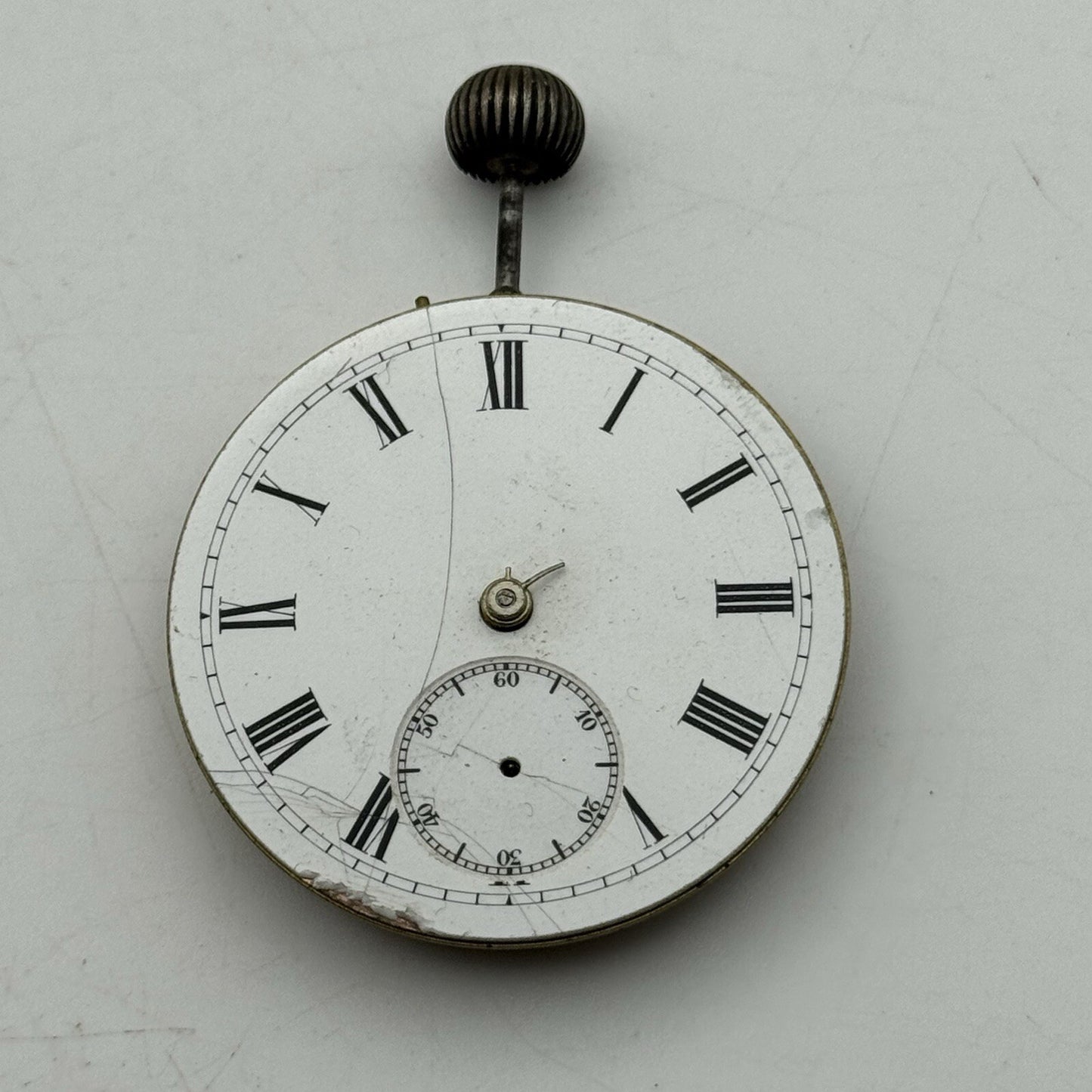 44.7m Warranted English Lever Top Wind Pocket Watch Movement Dial FOR PARTS