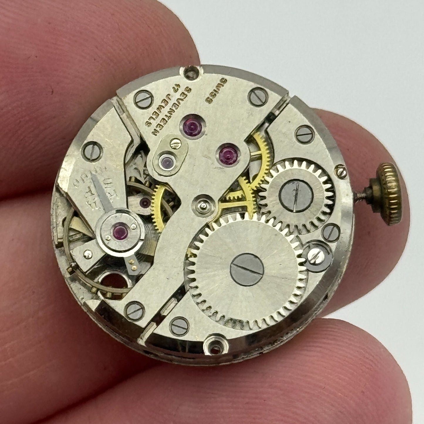 23.7mm Enicar A-R 412 Swiss Balance Ok Manual Wind Watch Movement Vintage PARTS