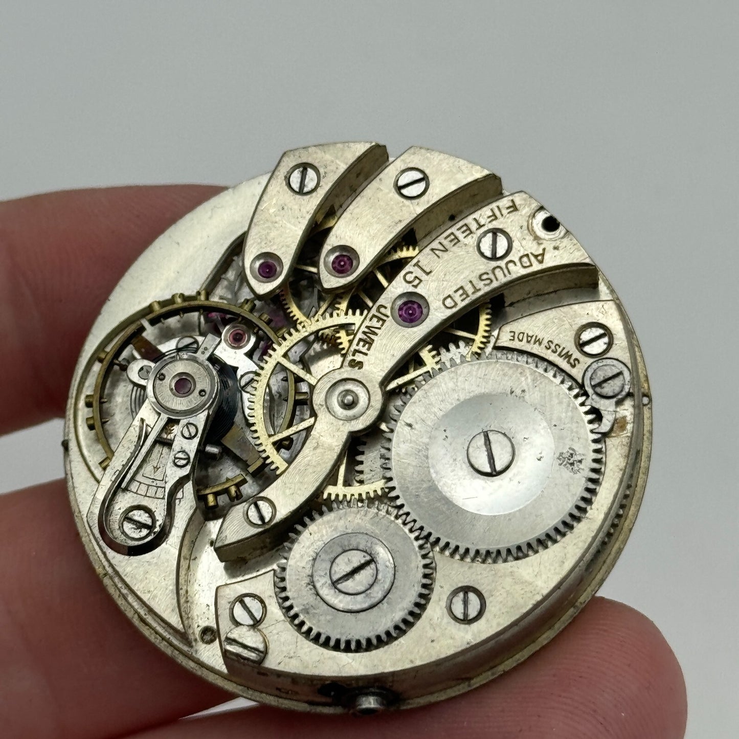 43.1mm Unidentified High Grade 15 Jewels Swiss Pocket Watch Movement PARTS