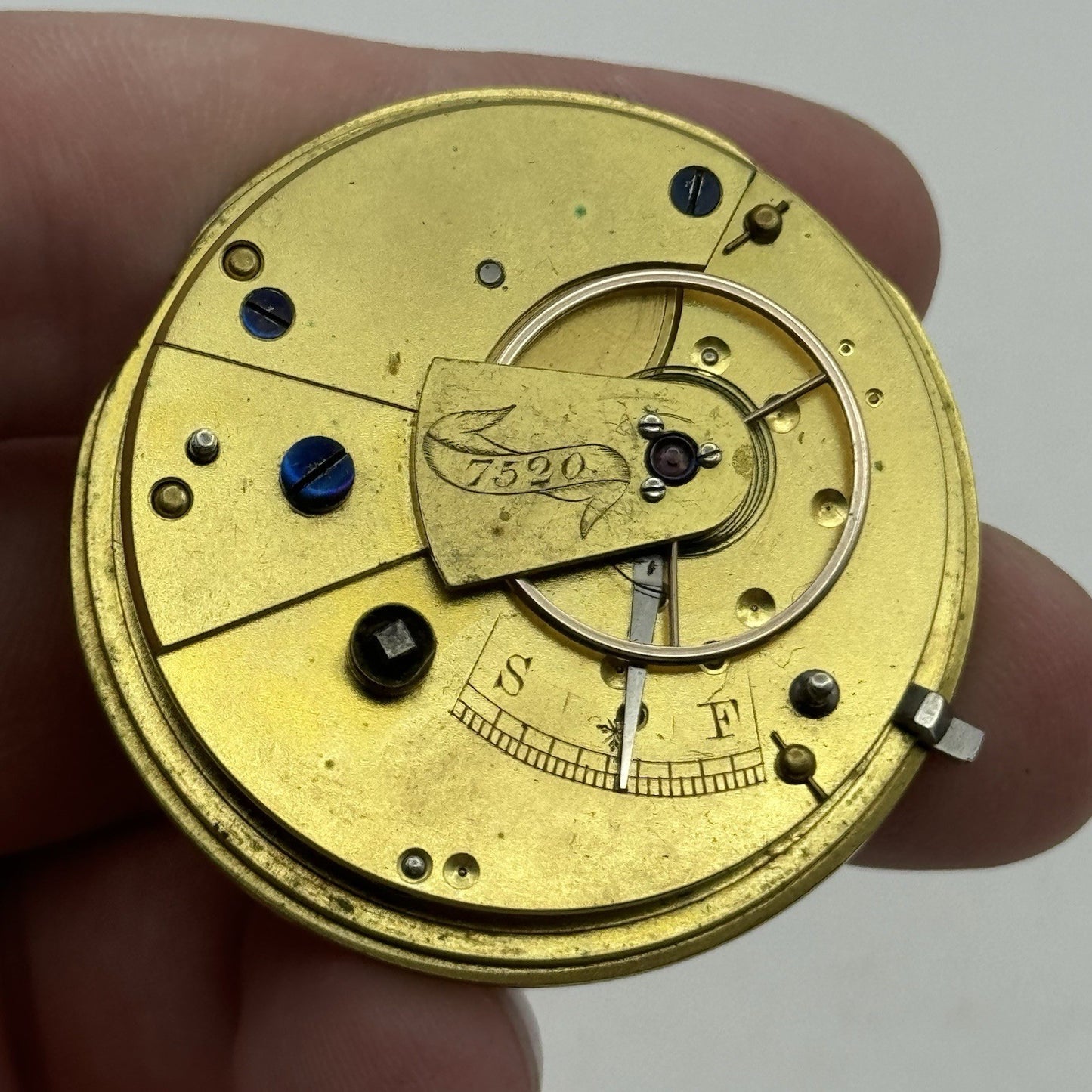 42.9mm Antique Fusee Quality English Pocket Watch Movement - PARTS REPAIR SPARES