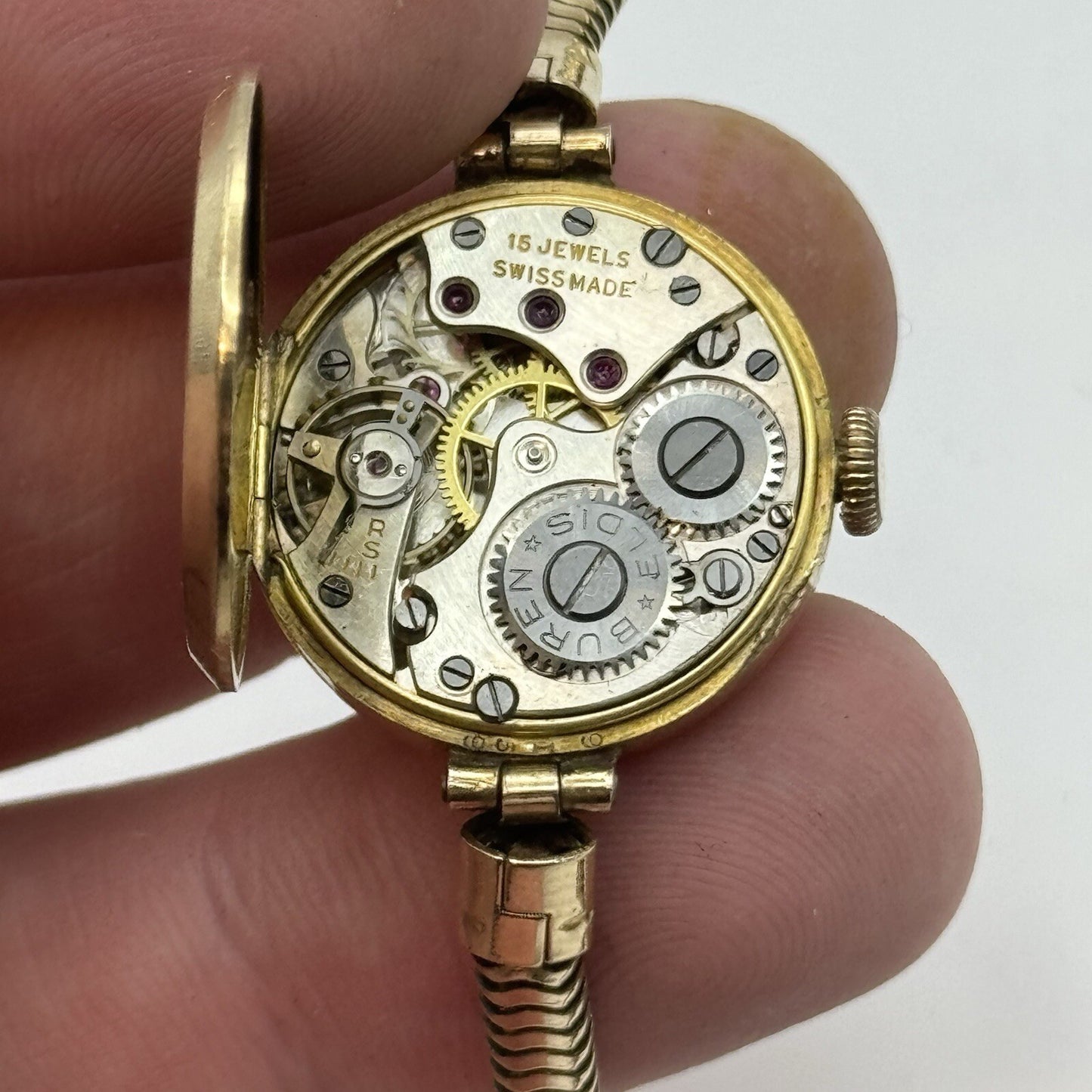 21mm Buren Dennison 9ct Gold Ladies Swiss Manual Wind Watch To Restore Vintage