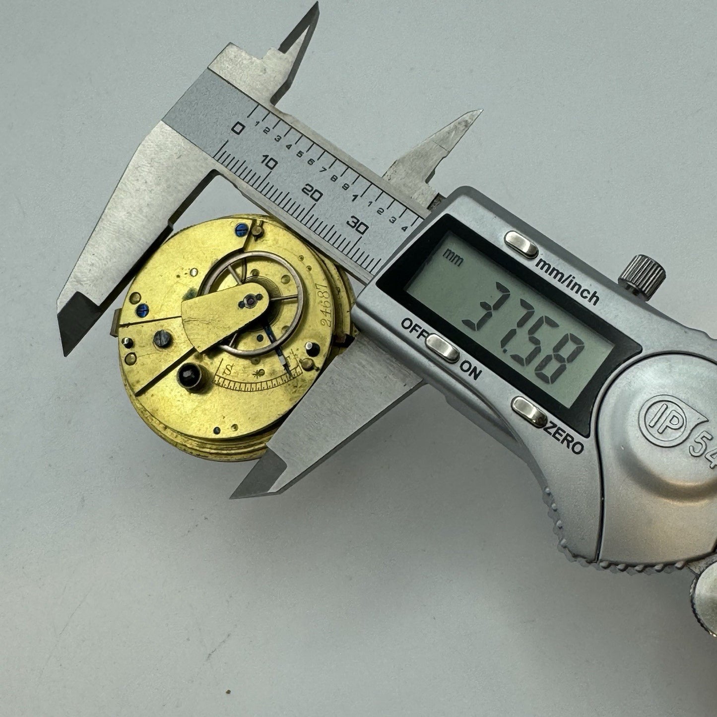 43mm Antique Fusee Good Balance Pocket Watch Movement - Chain Present PARTS