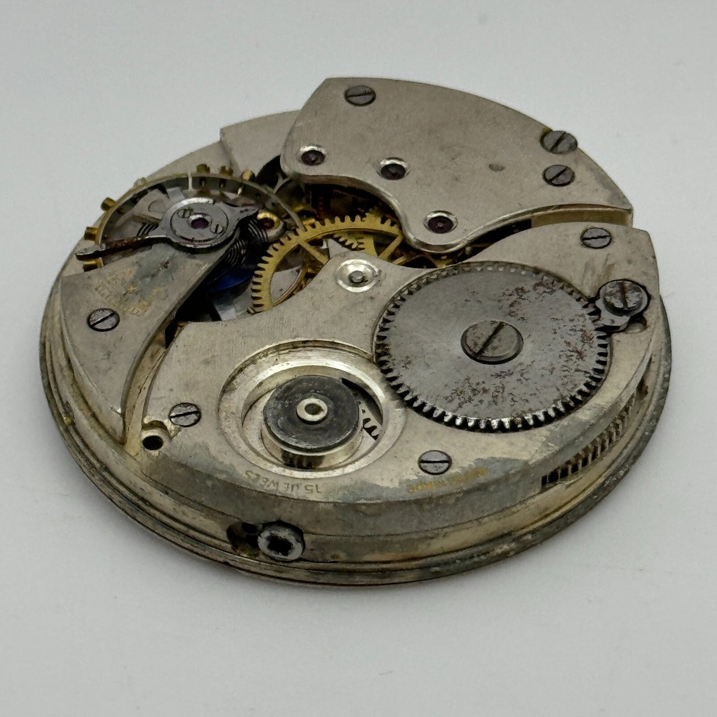 42.8mm Buren 19 35/12 Swiss Open Face J G Graves Pocket Watch Movement PARTS