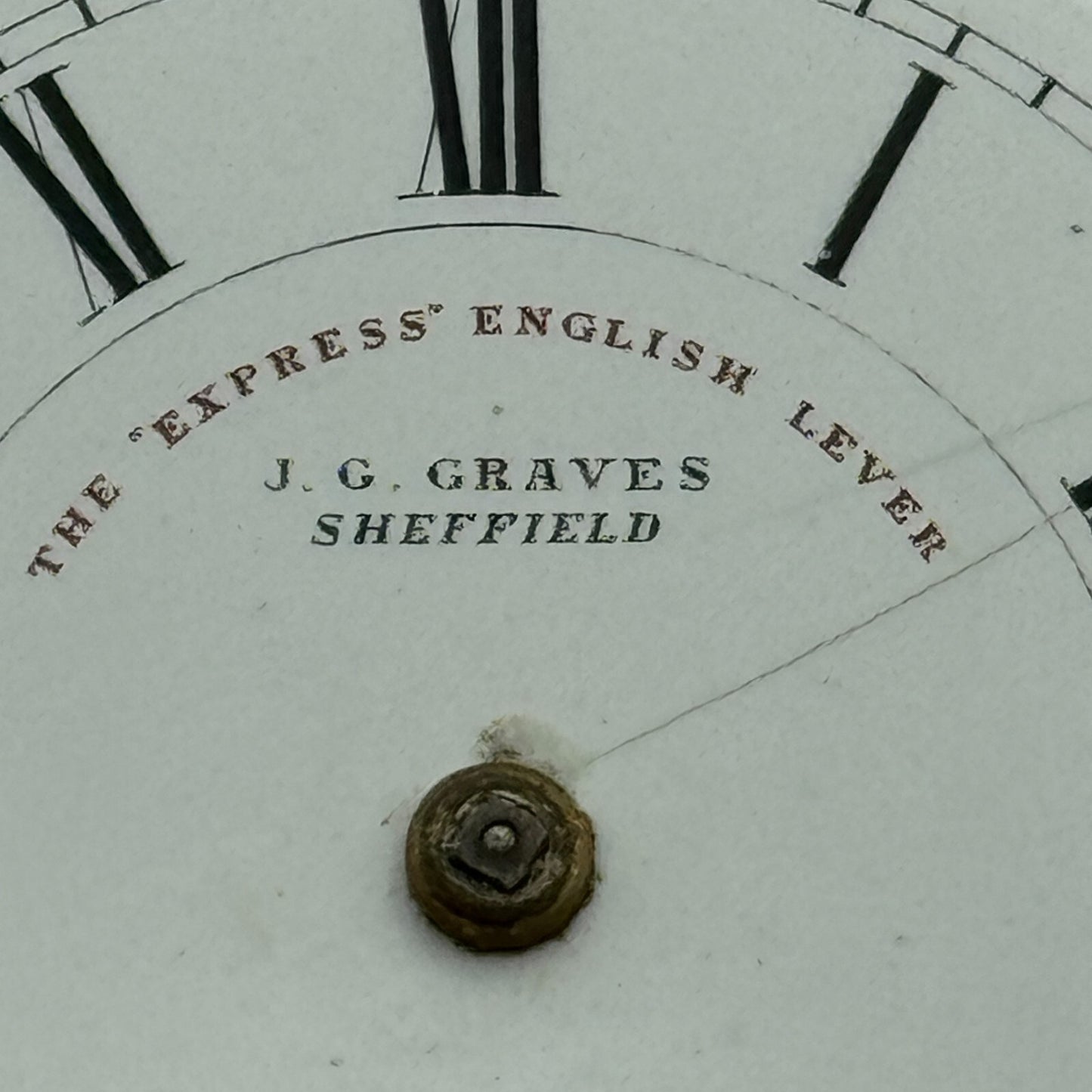 44.6mm Antique J G Graves Sheffield English Express Lever Pocket Watch Movement