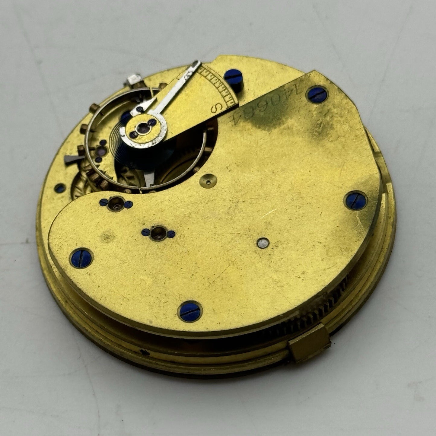 44.7mm Unidentified White Porcelain Dial Pocket Watch Movement FOR PARTS