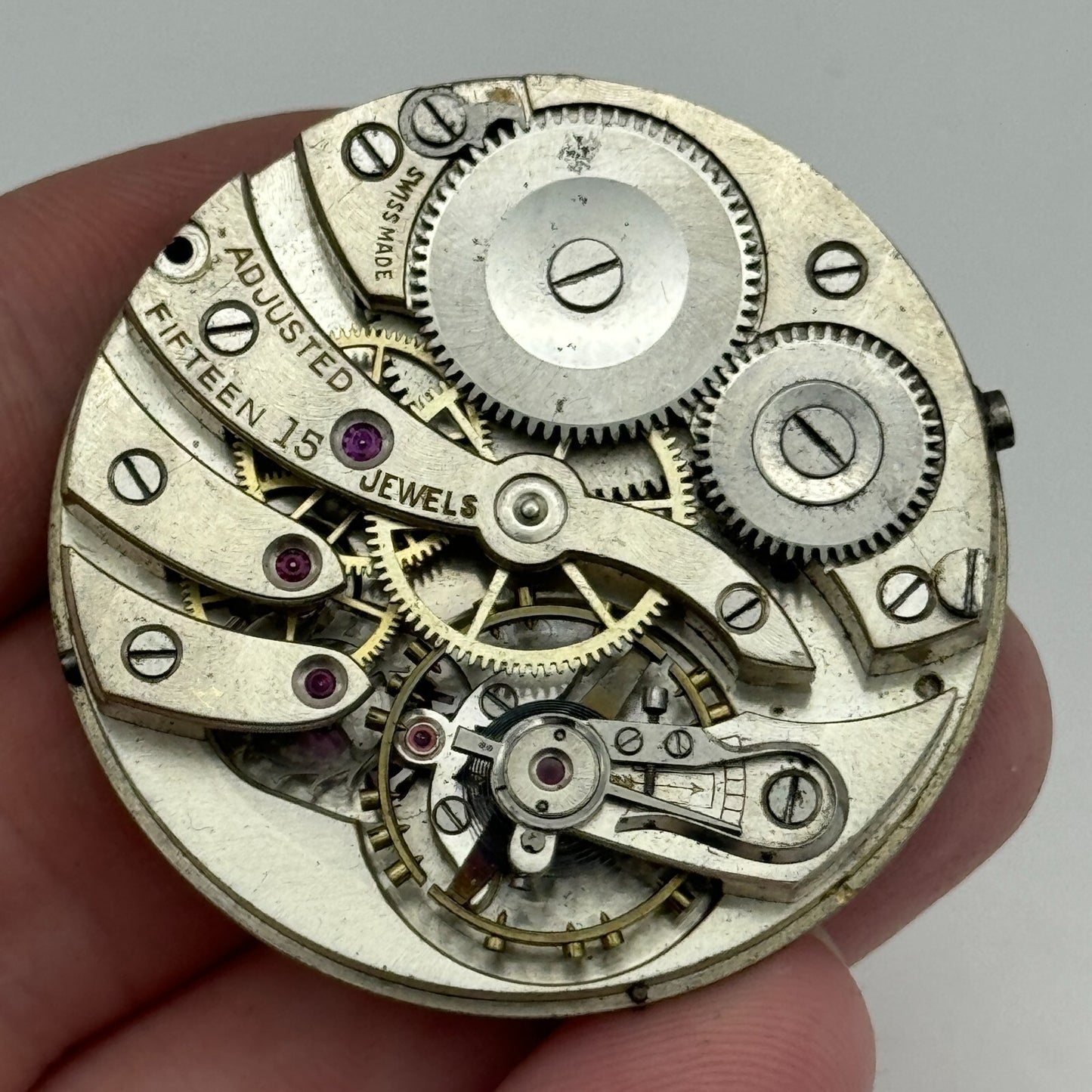 43.1mm Unidentified High Grade 15 Jewels Swiss Pocket Watch Movement PARTS
