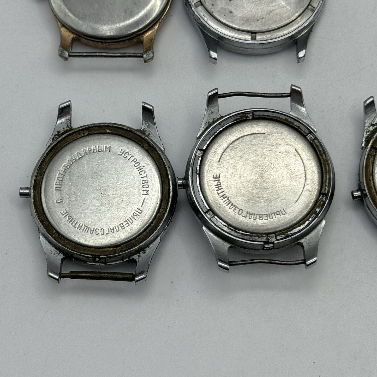 6 x Vintage Soviet Manual Wind Watch Heads For Parts Repair Job Lot Bundle
