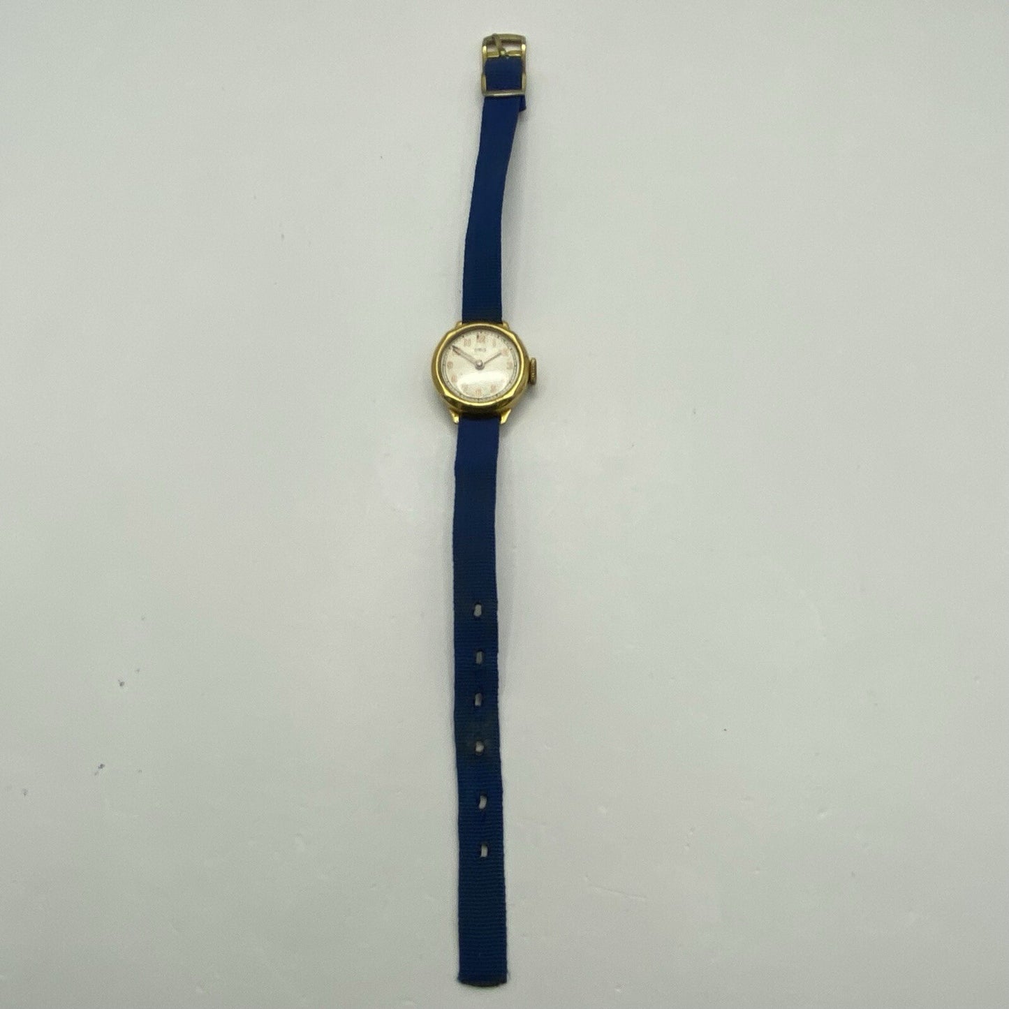 21mm Ladies Oris Cal 491 Gold Plated Blue Strap Swiss Watch FOR PARTS To Restore
